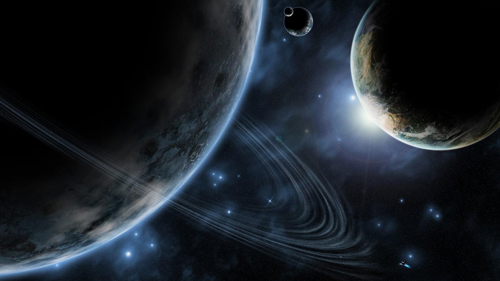 1600x900 digital art, planet, space, Earth, space art, circle, atmosphere, planetary rings, universe, astronomy, darkness, screenshot, computer wallpaper, atmosphere of earth, outer space, astronomical object High quality walls