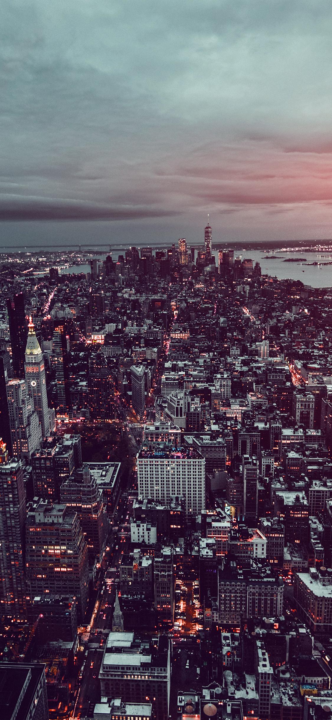 1125x2436 iPhone X wallpaper. city sky newyork building nature dark flare