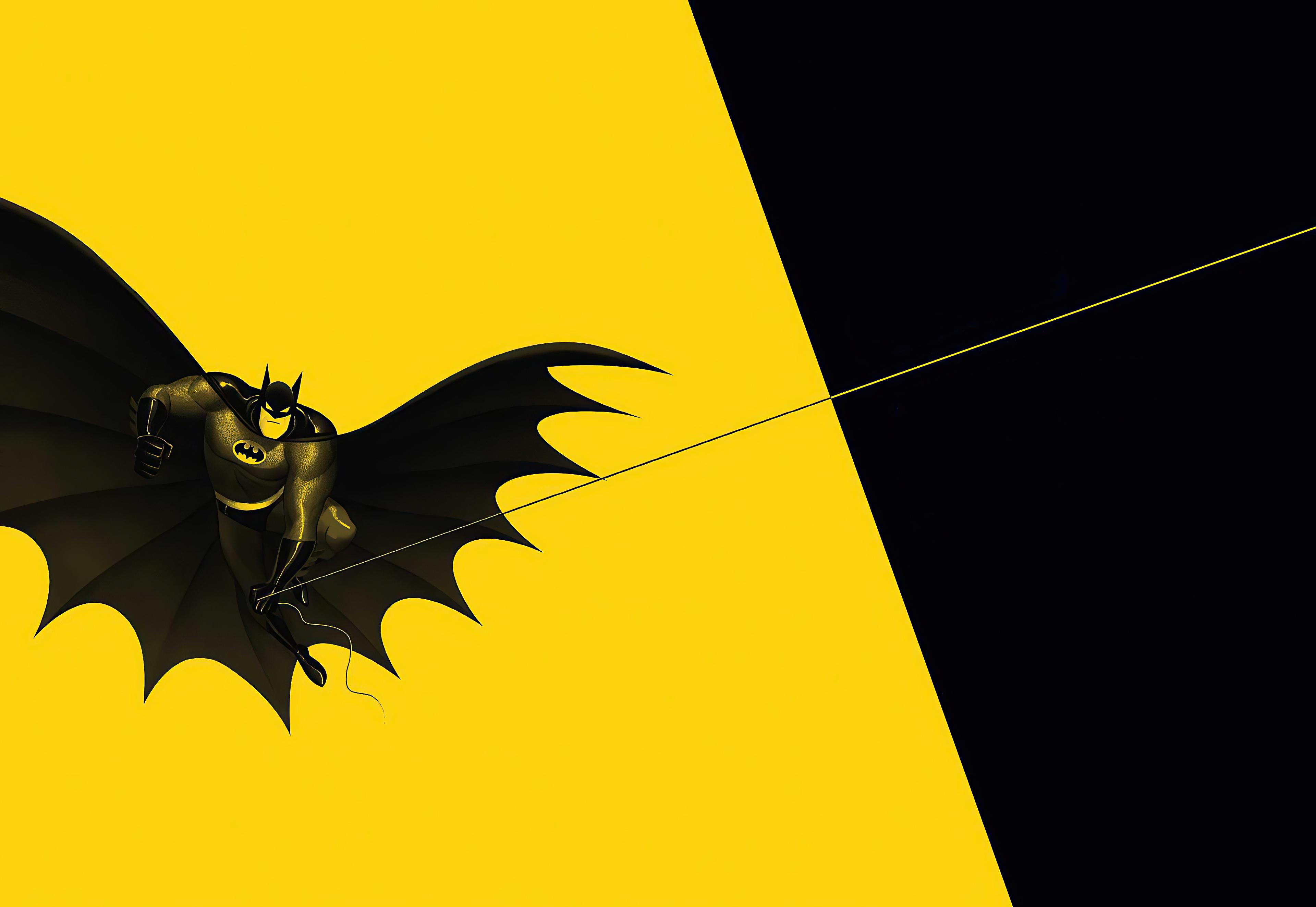 3840x2647 Batman Wallpaper 4K, Minimal art, Yellow background, Black, Minimal