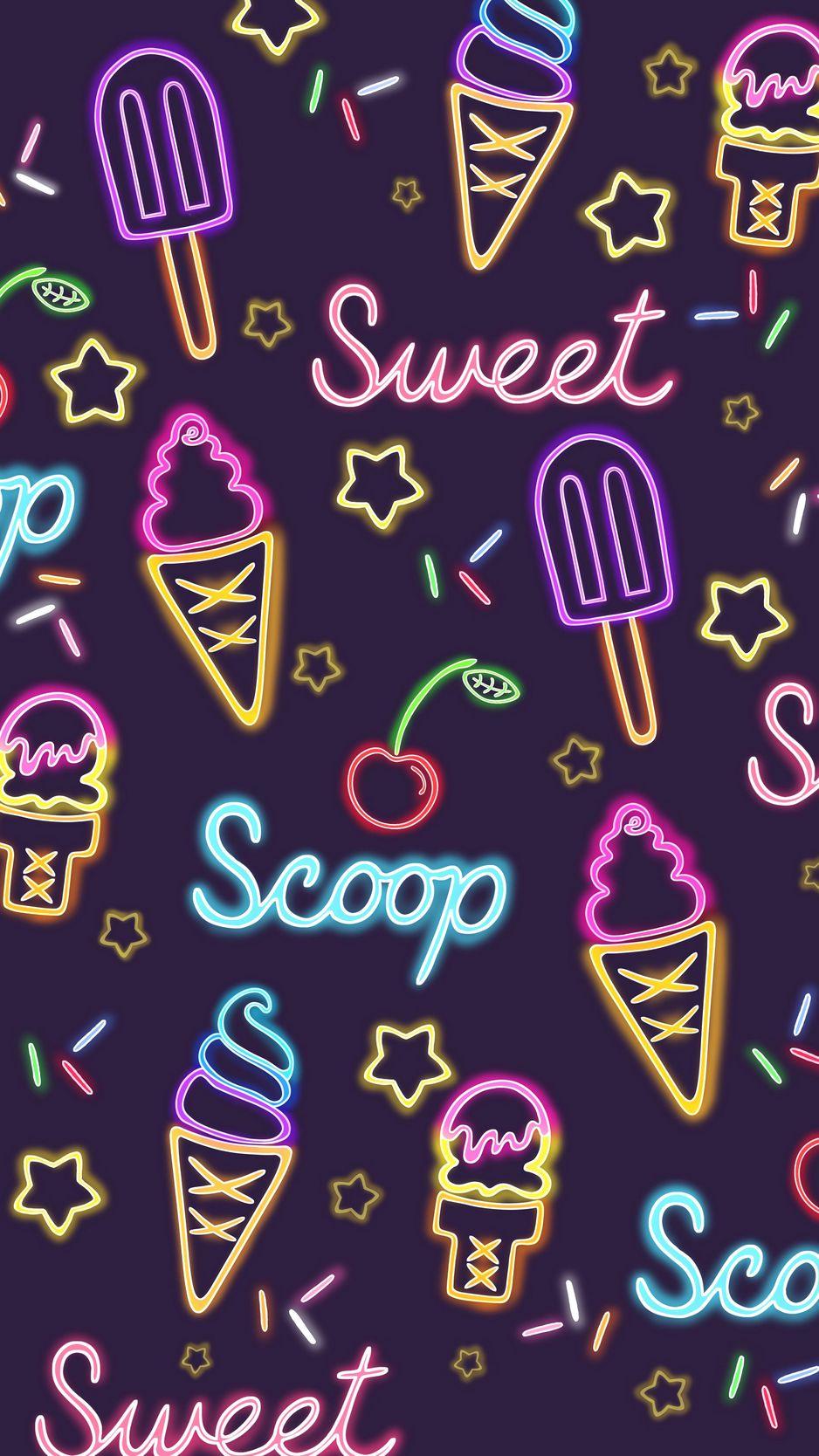 938x1668 Download Wallpaper 938x1668 Ice Cream, Patterns, Pattern, Neon, Sweet Iphone 8 7 6s 6 For Parallax HD Background