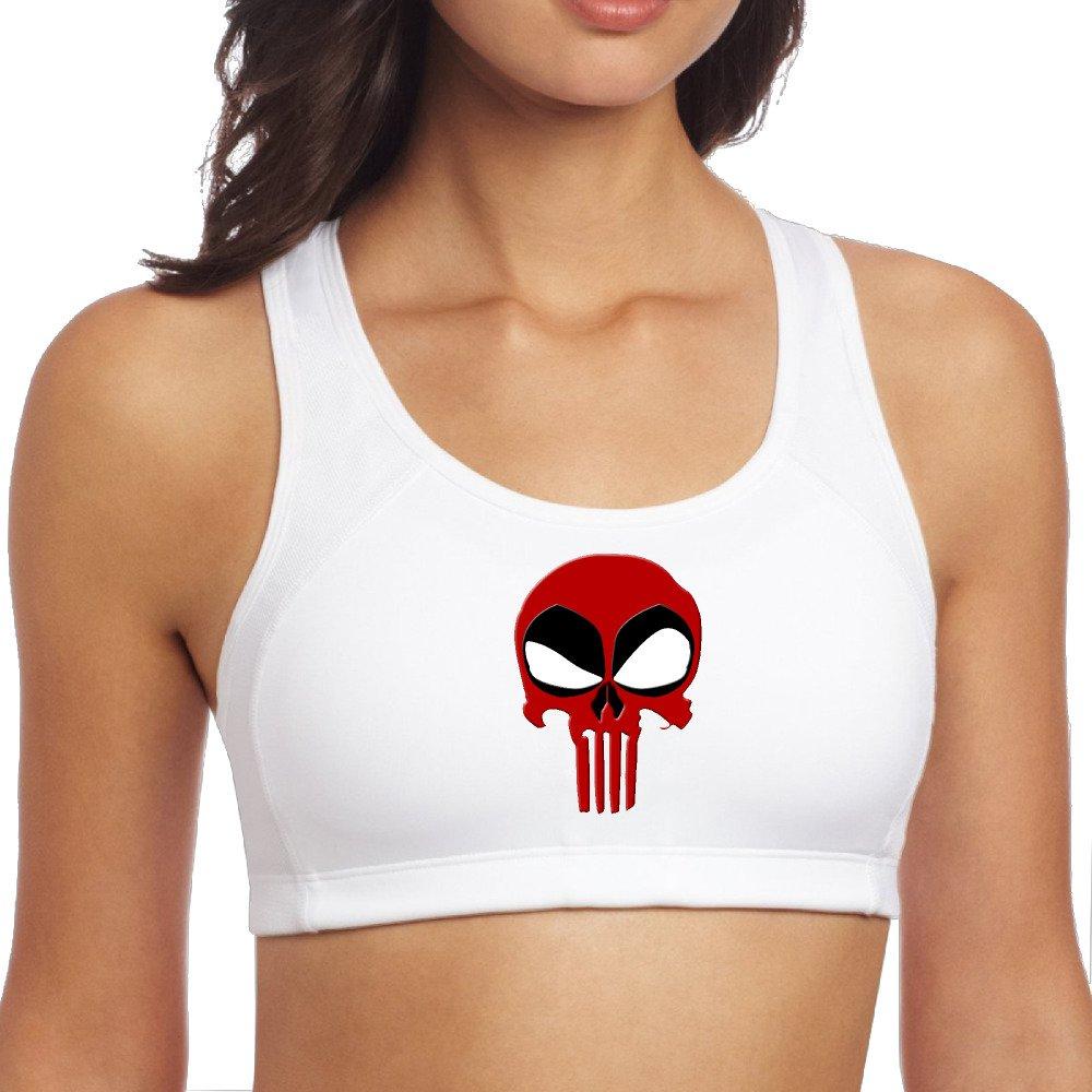 1000x1000 Women's Deadpool Wallpaper Punisher Skull Logo Racerback Yoga Sports Bra: Books