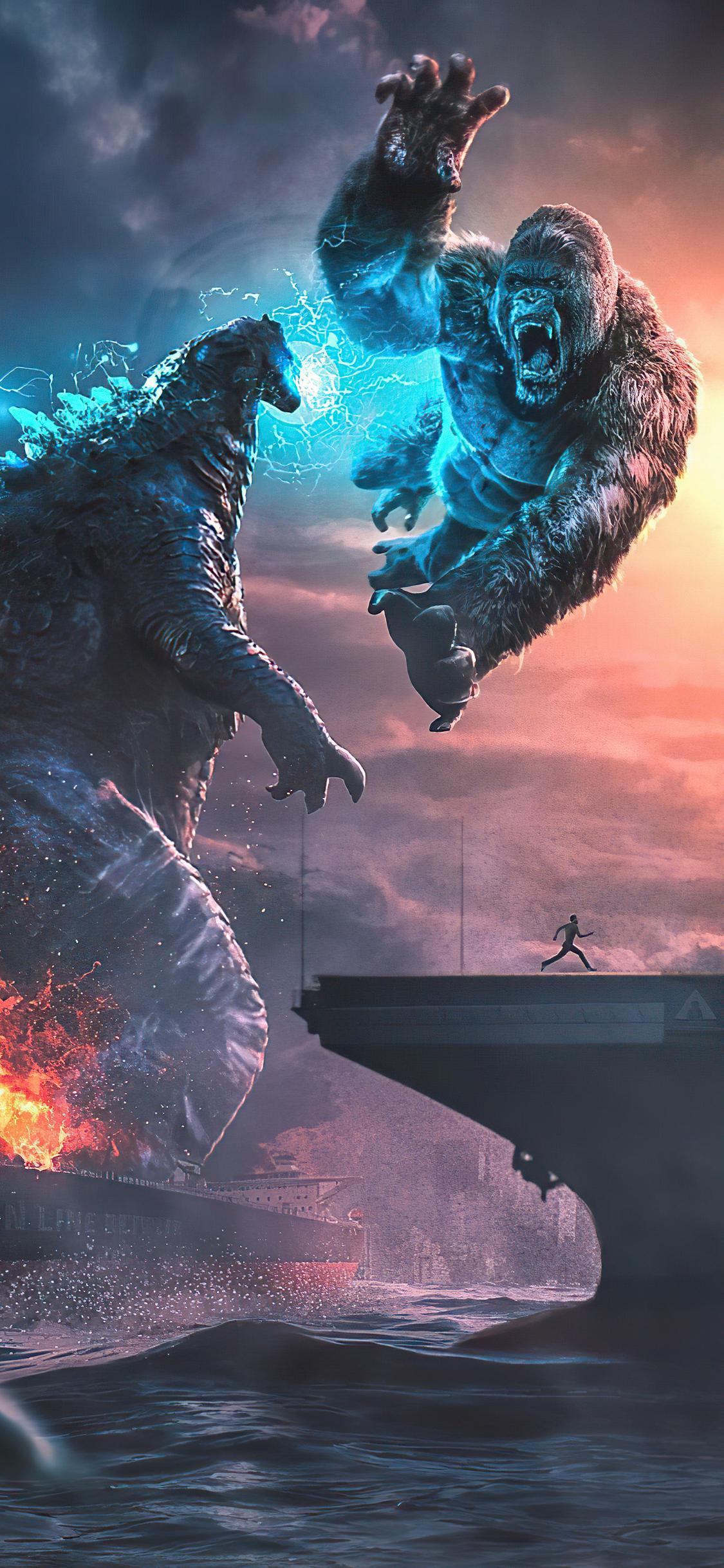 1125x2436 Kong V Godzilla 4k iPhone XS, iPhone iPhone X HD 4k Wallpaper, Image, Background, Photo and Picture