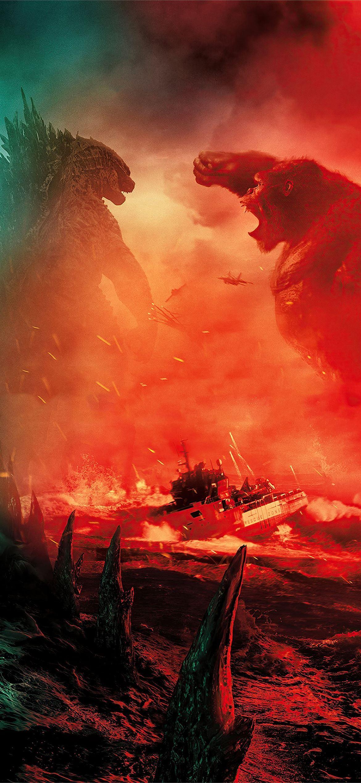 1170x2532 godzilla vs kong fight scene 4k #GodzillaVsKong #KingKong #movies Movies k #poster. Godzilla wallpaper, King kong vs godzilla, Godzilla vs