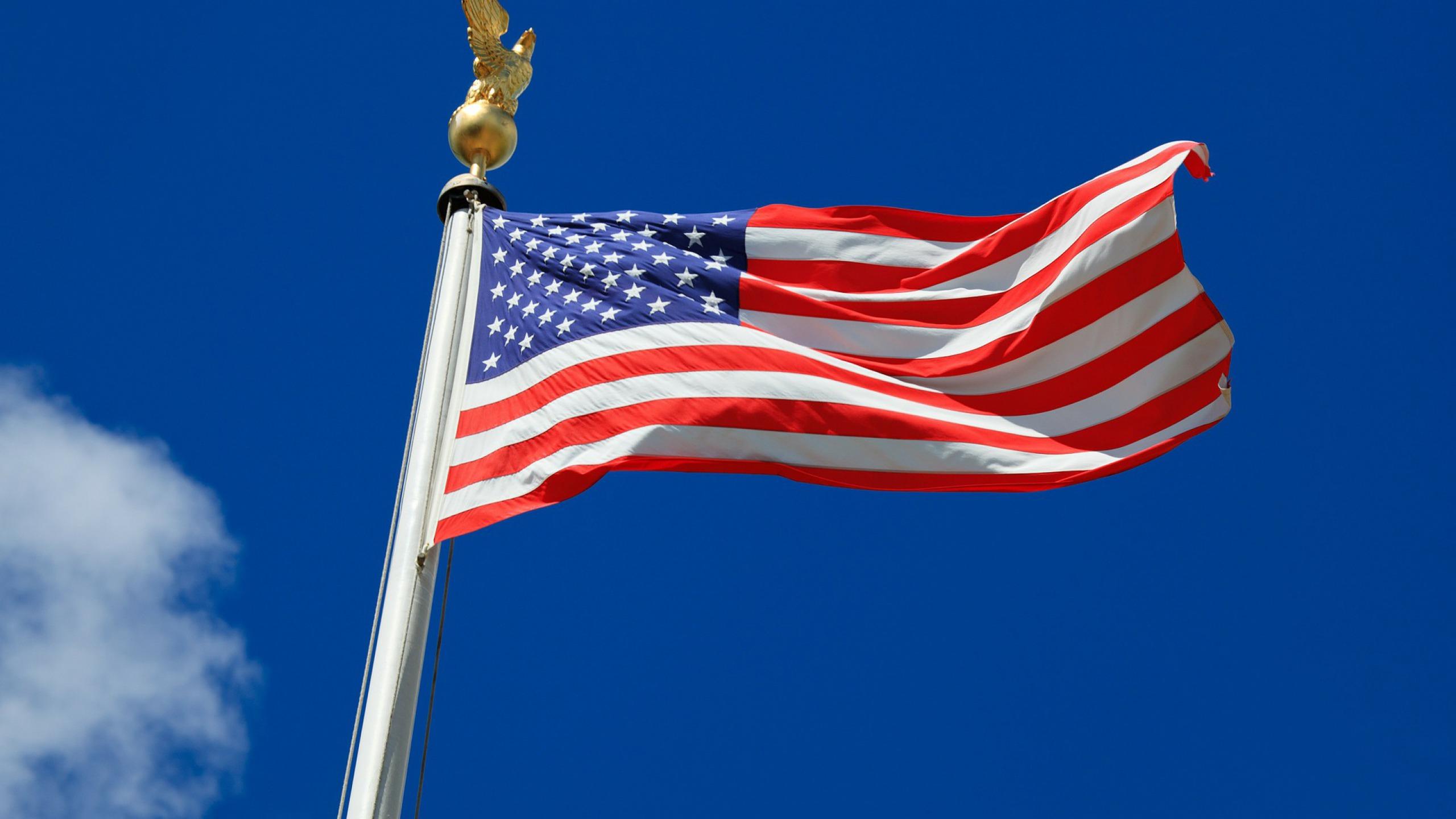 2560x1440 Desktop Picture Of American Flag With Eagle Wallpaper