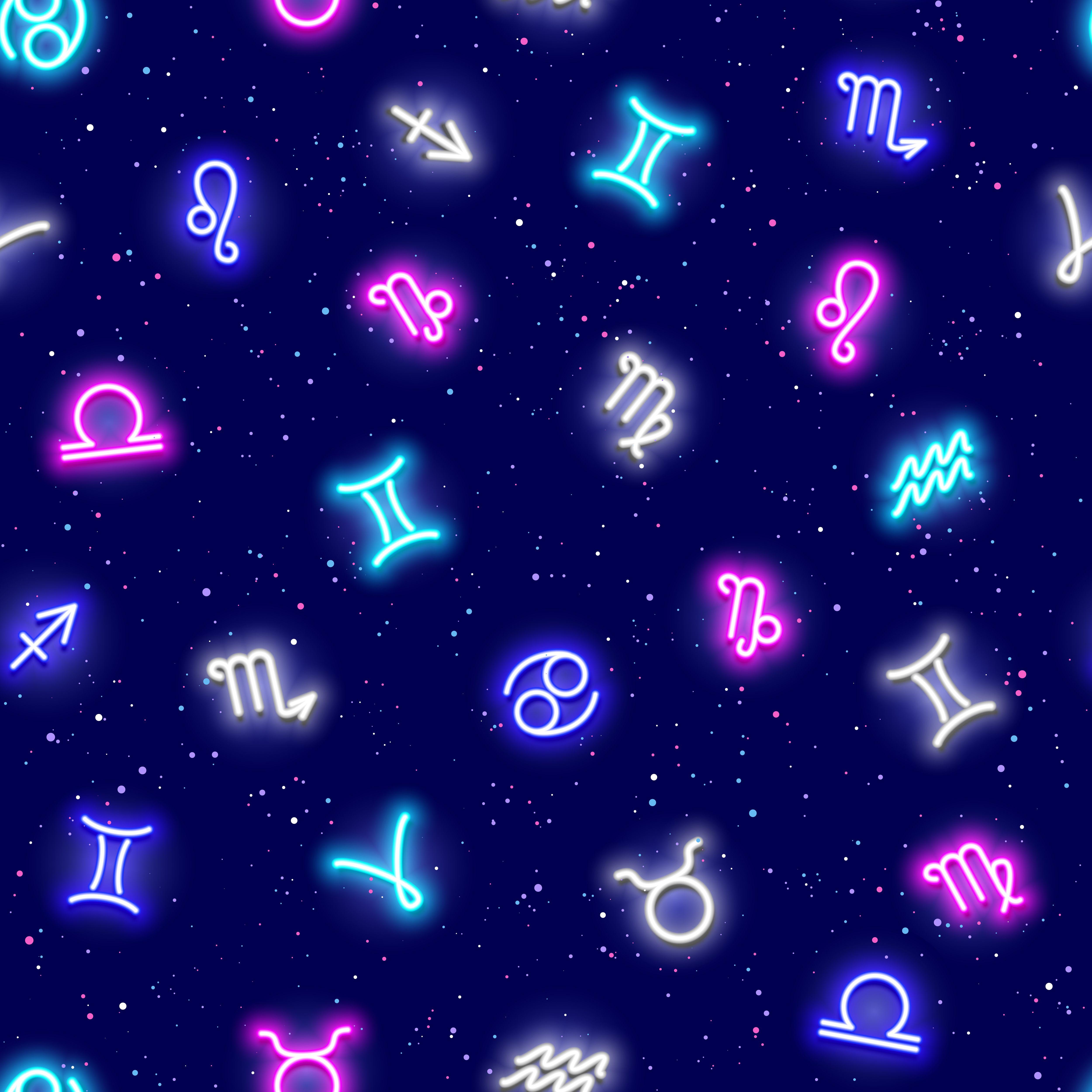 5000x5000 Zodiac Sign Purple Aesthetic Wallpaper