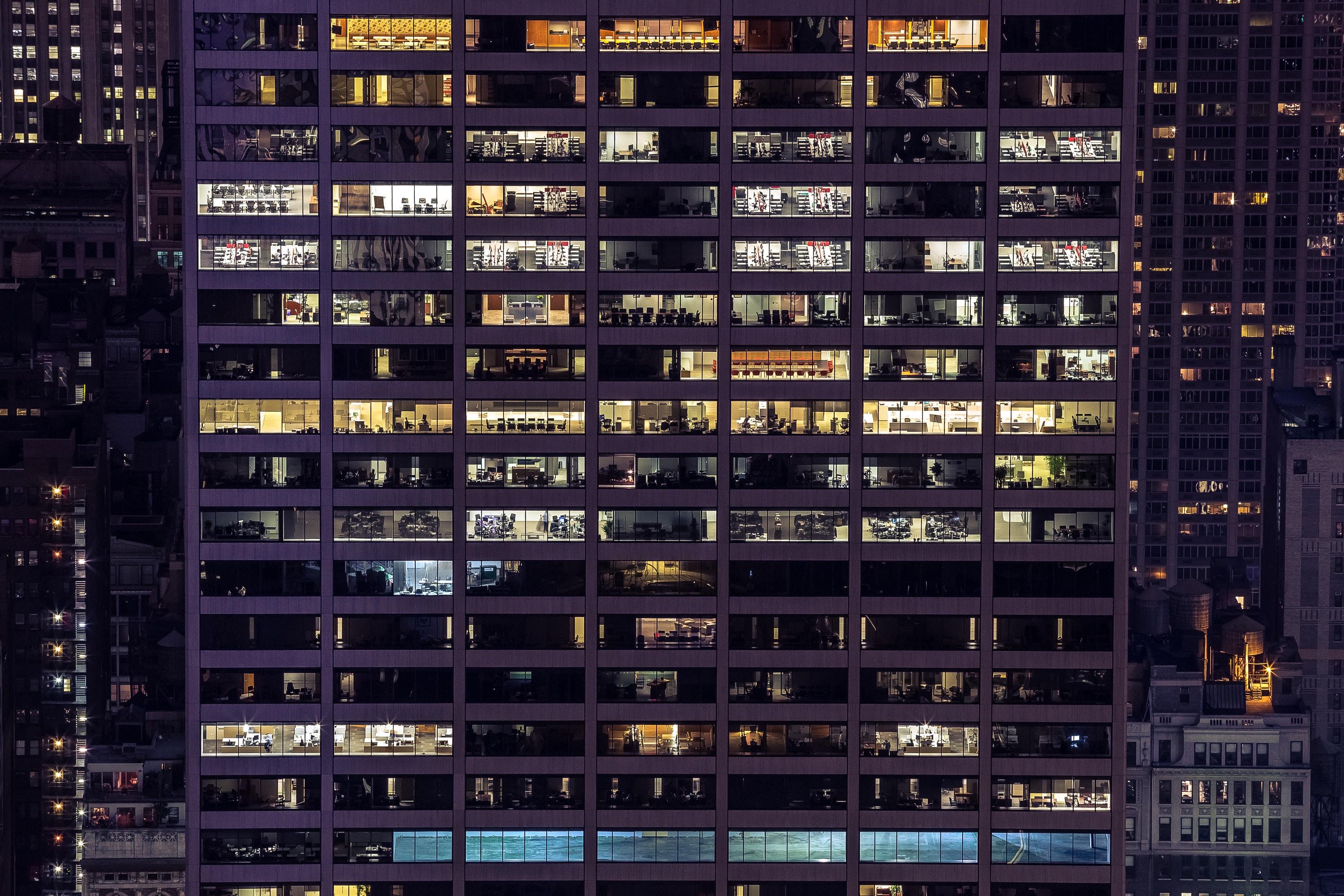 3000x2000 3000x2000 new york, manhattan, night, city, window, apartment, building, business, city vibe, busy, wallpaper, office building, architecture, office, work, Free image, urban, light, nightlife