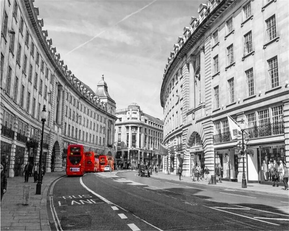 1000x800 beibehang Custom wallpaper murals European retro vintage city buildings black and white hand painted old street 3D background. Wallpaper