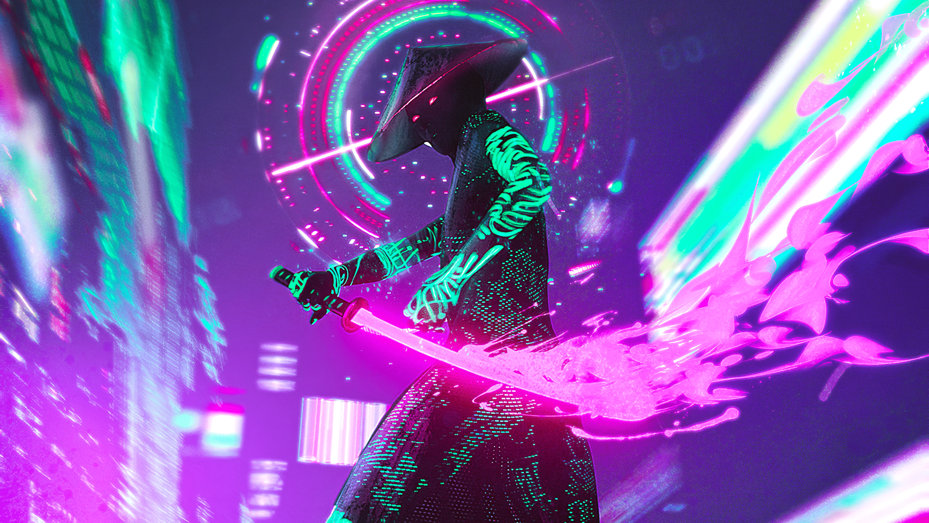 3840x2160 Neon Samurai [3840x2160].: wallpaper