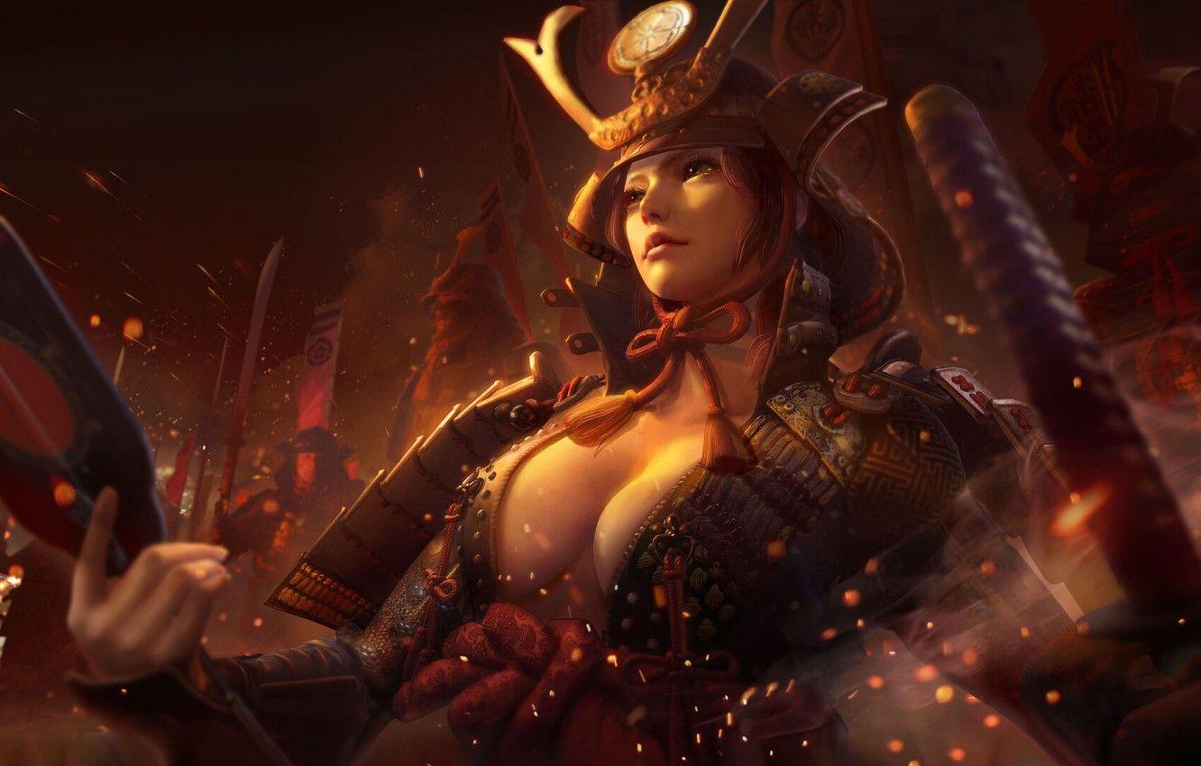 1332x850 Beautiful Women Samurai Wallpaper