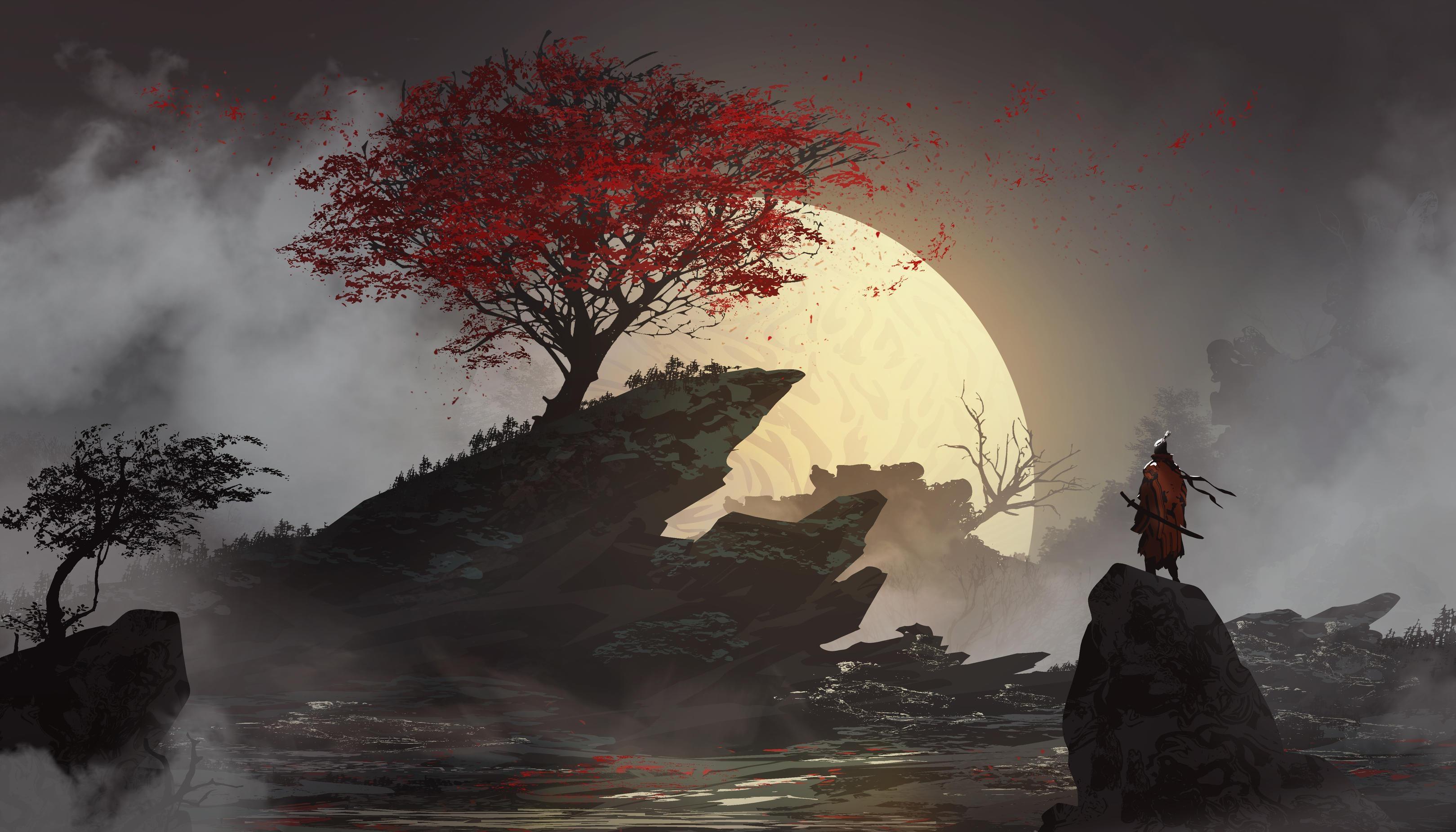 3239x1851 The lone samurai [1920 x 1080]: wallpaper