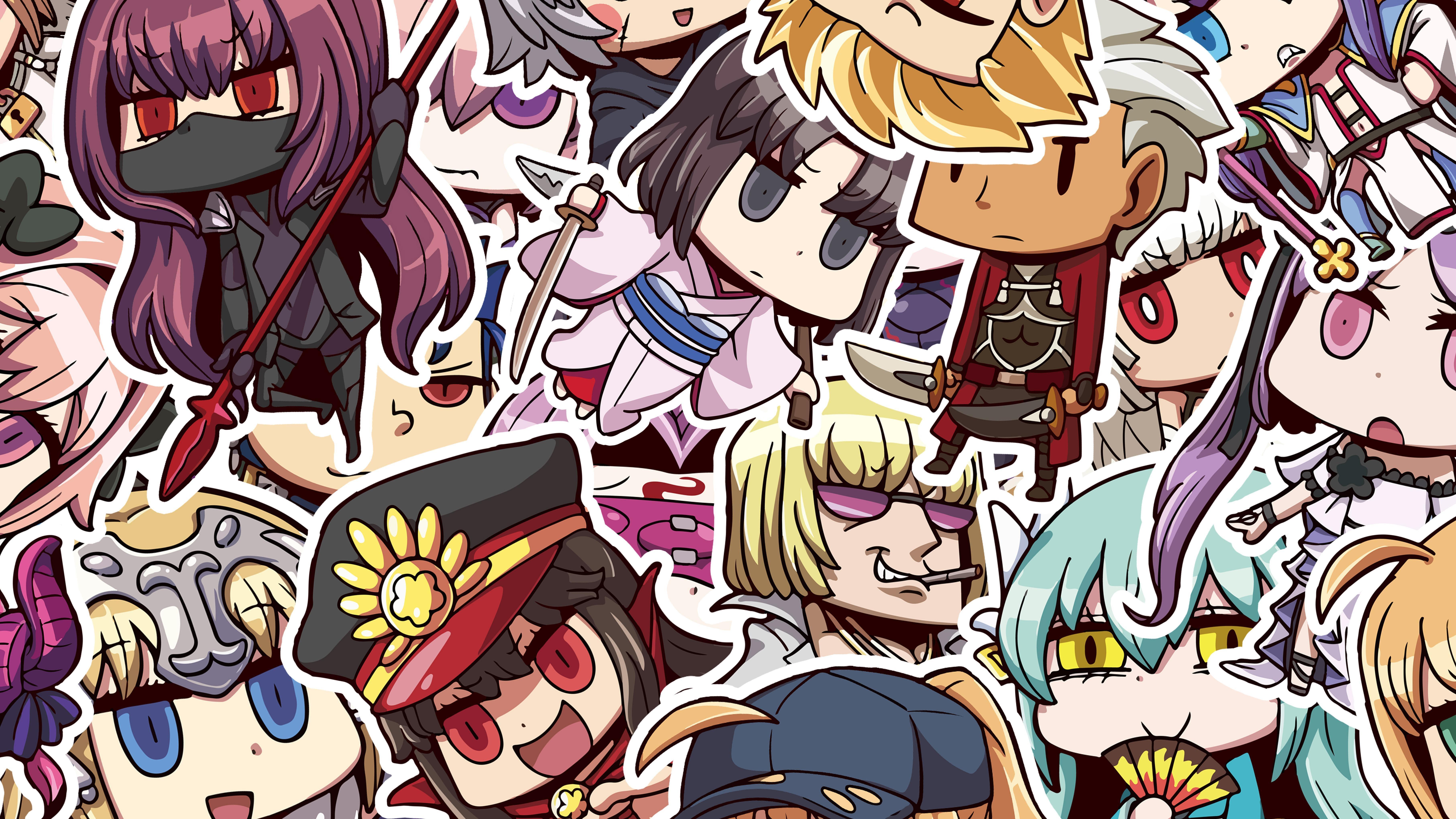 7255x4081 Made some fgo stickerbomb wallpaper (desktop and mobile): grandorder