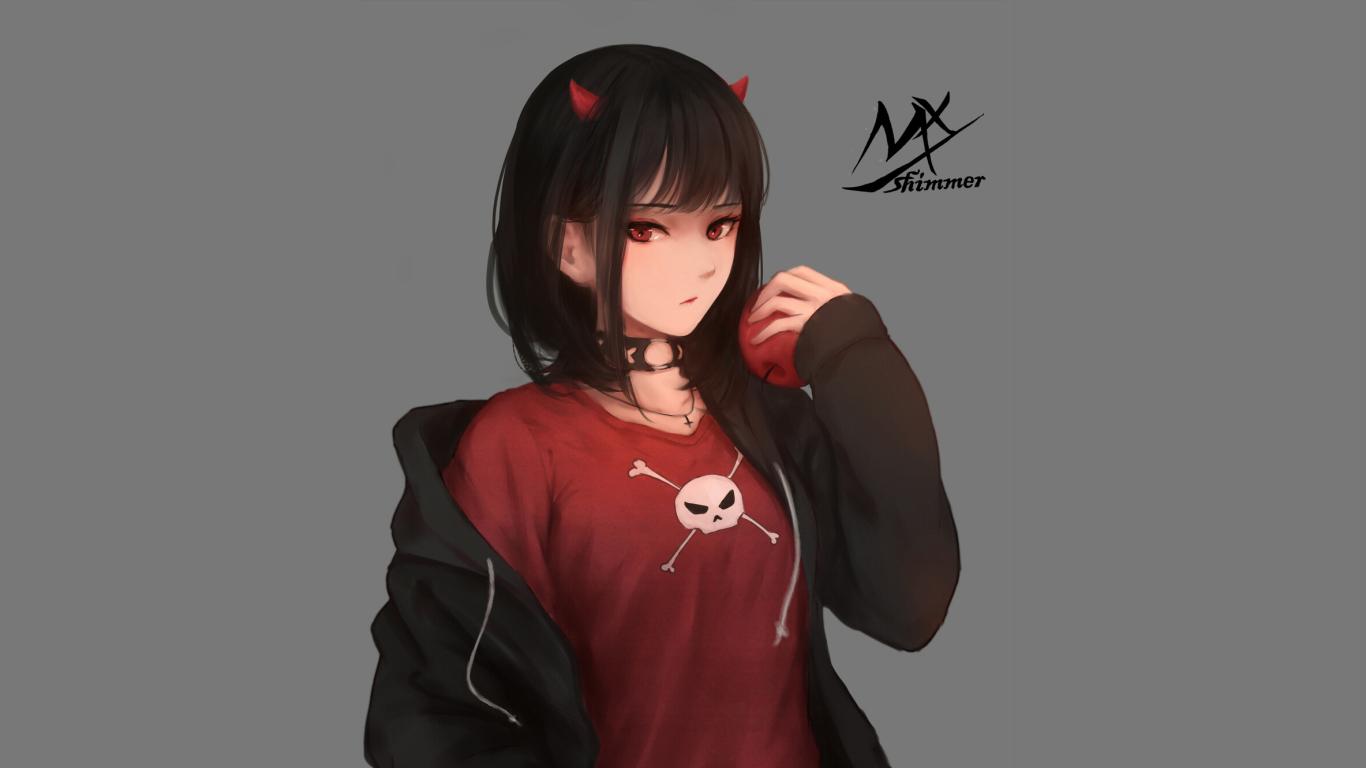 1366x768 Devil Anime Girl Art 1366x768 Resolution Wallpaper, HD Anime 4K Wallpaper, Image, Photo and Background
