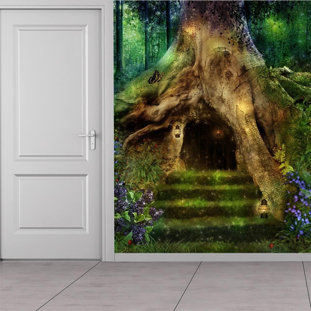 1000x1000 Magical Tree Door Wallpaper Wall Mural