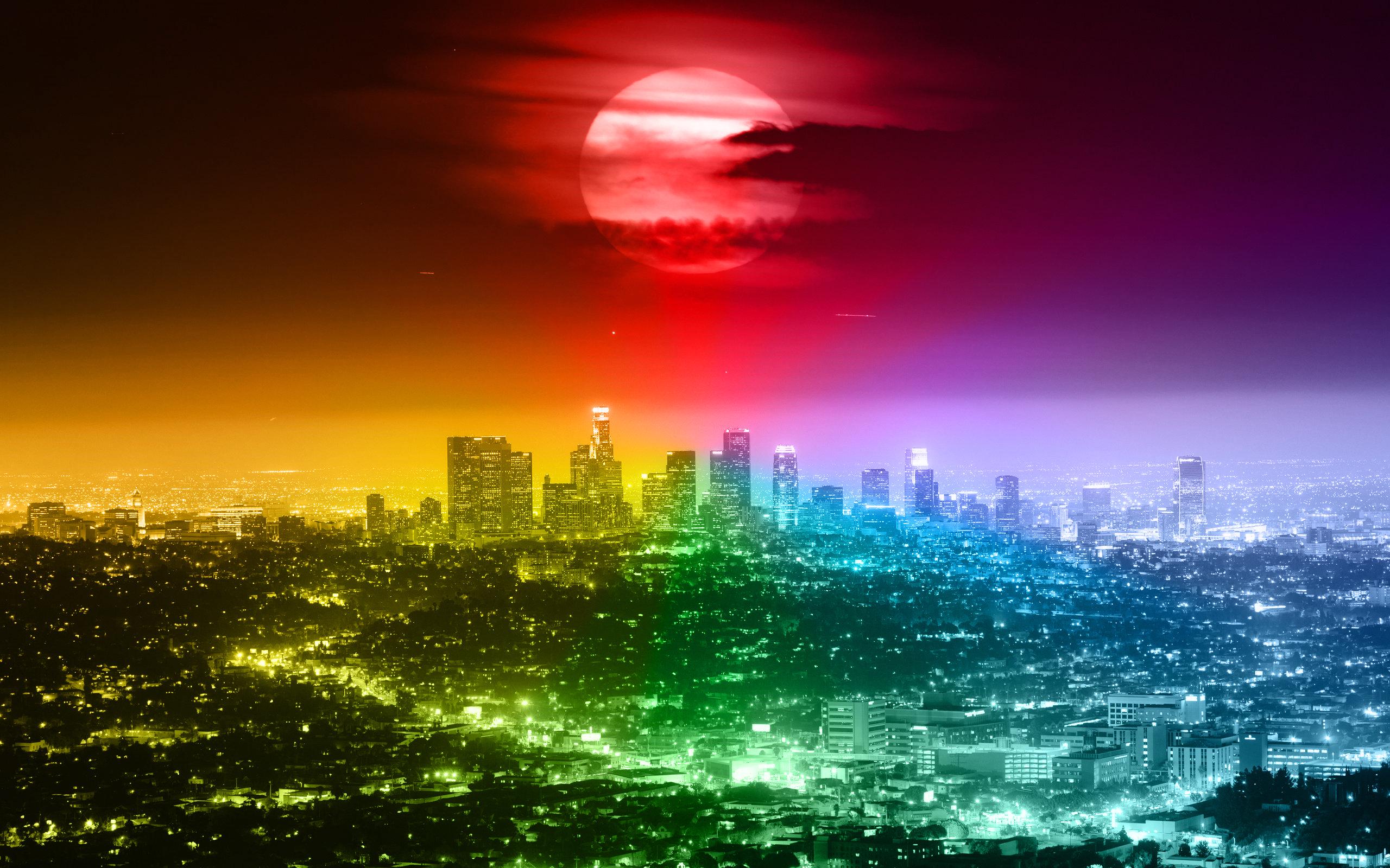 2560x1600 Rainbow City Wallpaper. Rainbow Wallpaper, Rainbow Flowers Wallpaper and Rainbow Skeleton Wallpaper