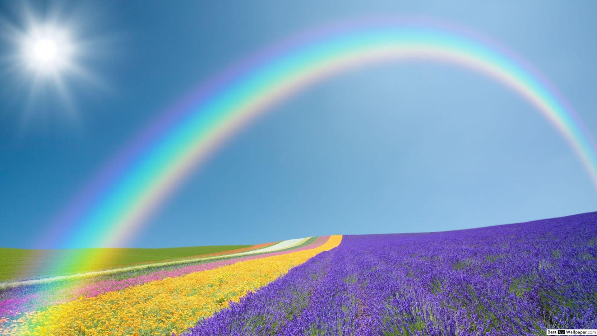 1920x1080 Landscape with rainbow HD wallpaper download