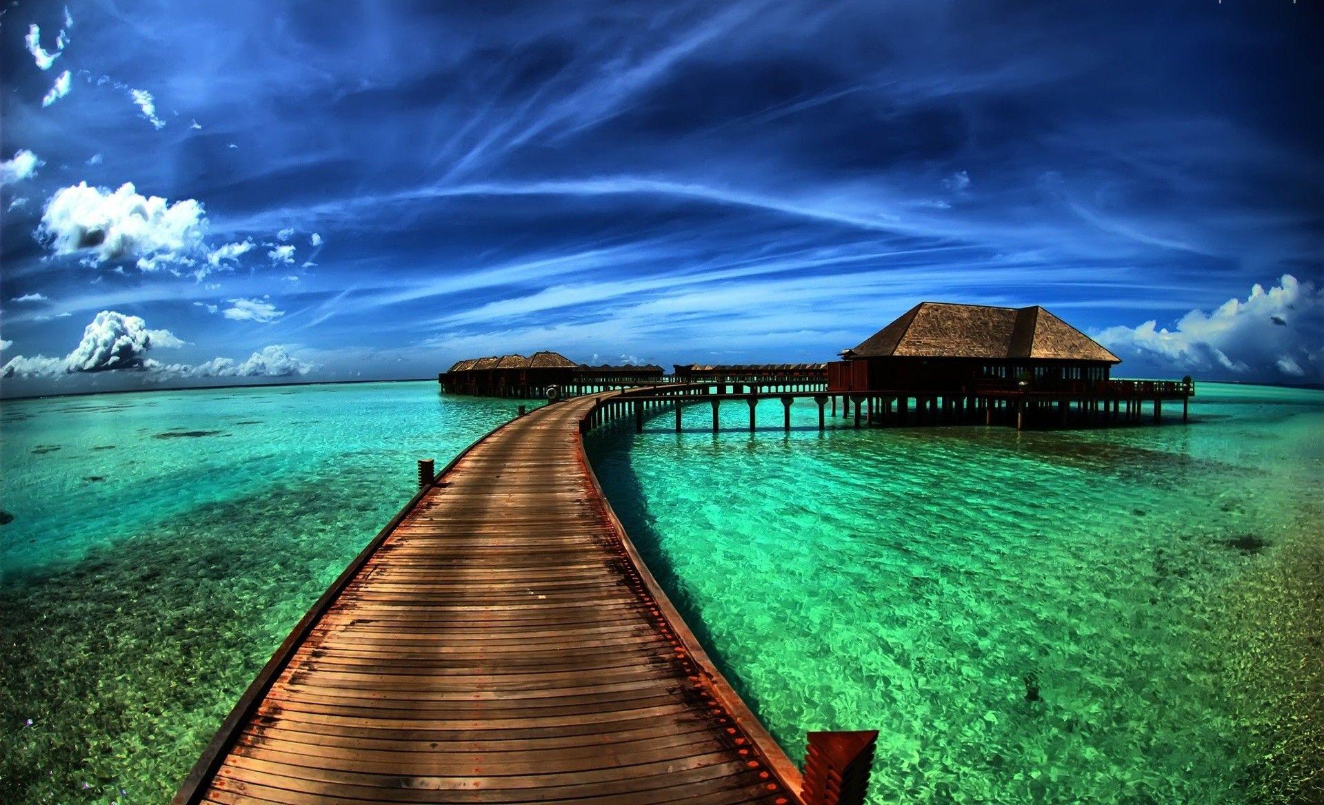 1920x1168 Beach Water Nature Tropical Beautiful Pier Wallpaper Dual Monitors