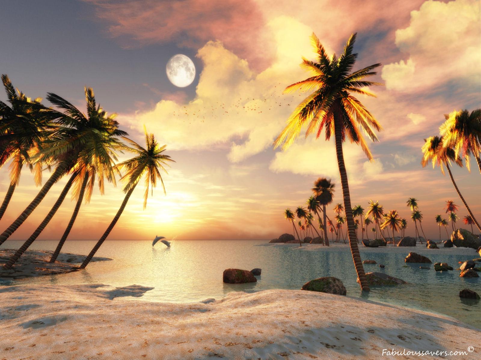 1600x1200 Free Beautiful 3D Beach, computer desktop wallpaper, picture