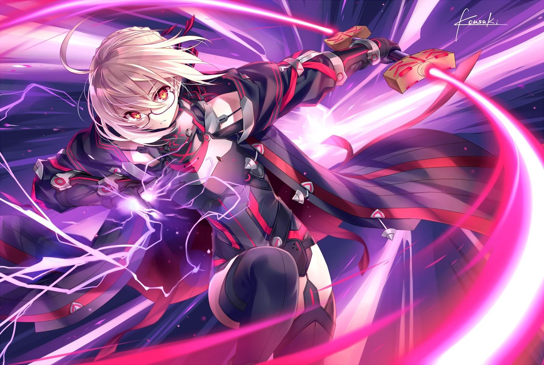 1788x1200 #anime, #FateGrand Order, #thigh Highs, #stockings, #Berserker (FateGrand Order), #Mysterious Heroine X Alter (FateGrand Order), #legs, #glasses, #yellow Eyes, #blonde, #anime Girls, Wallpaper. Mocah HD Wallpaper