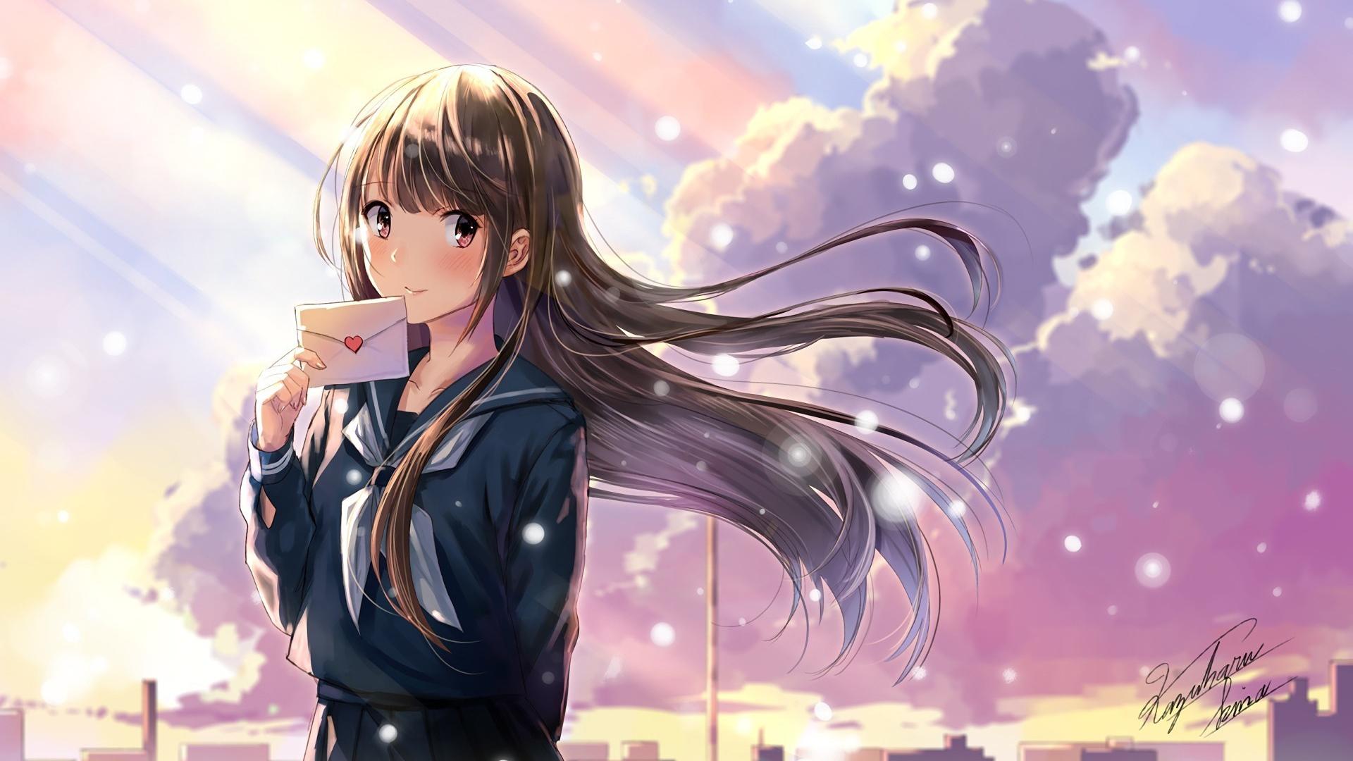 1920x1080 Desktop Wallpaper Beautiful, Anime Girl, Outdoor, Long Hair, Original, HD Image, Picture, Background, F00a00