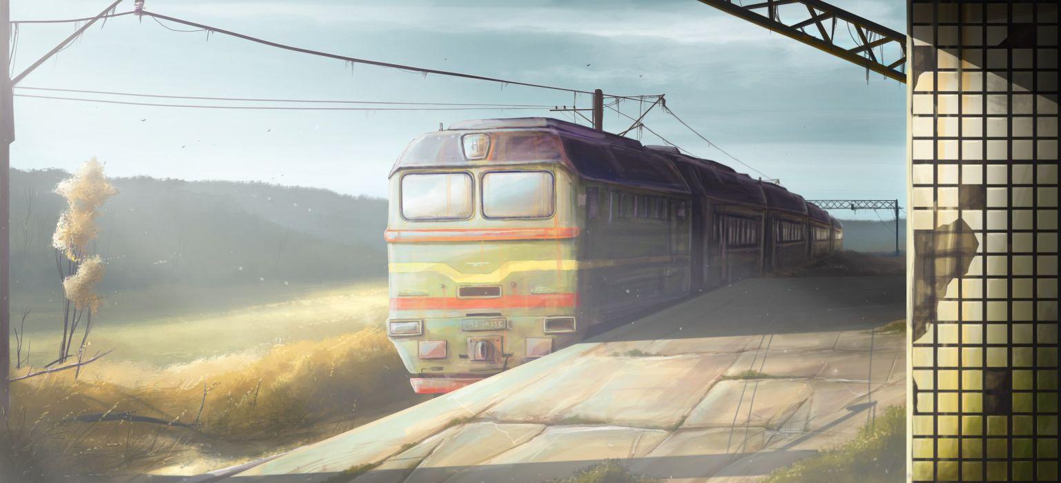 1537x700 Original art station train morning trains wallpaperx1166