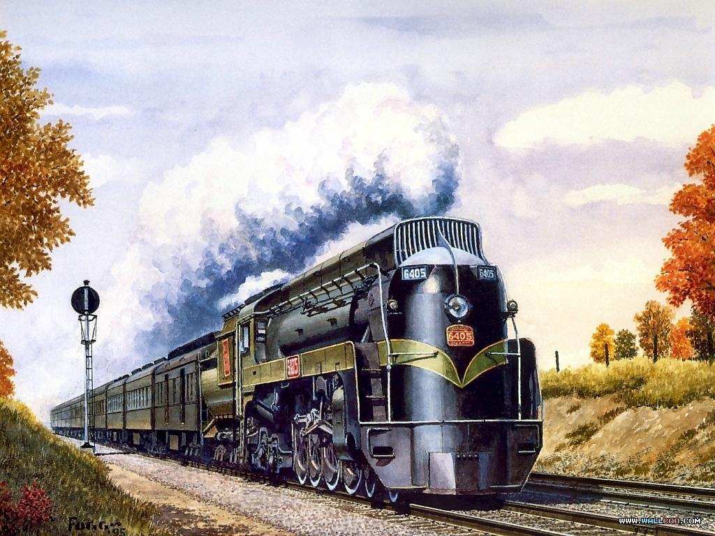 1024x768 Art Train Journeys : Railroad Art Train Paintings 1024x768 NO.37 Desktop Wallpaper