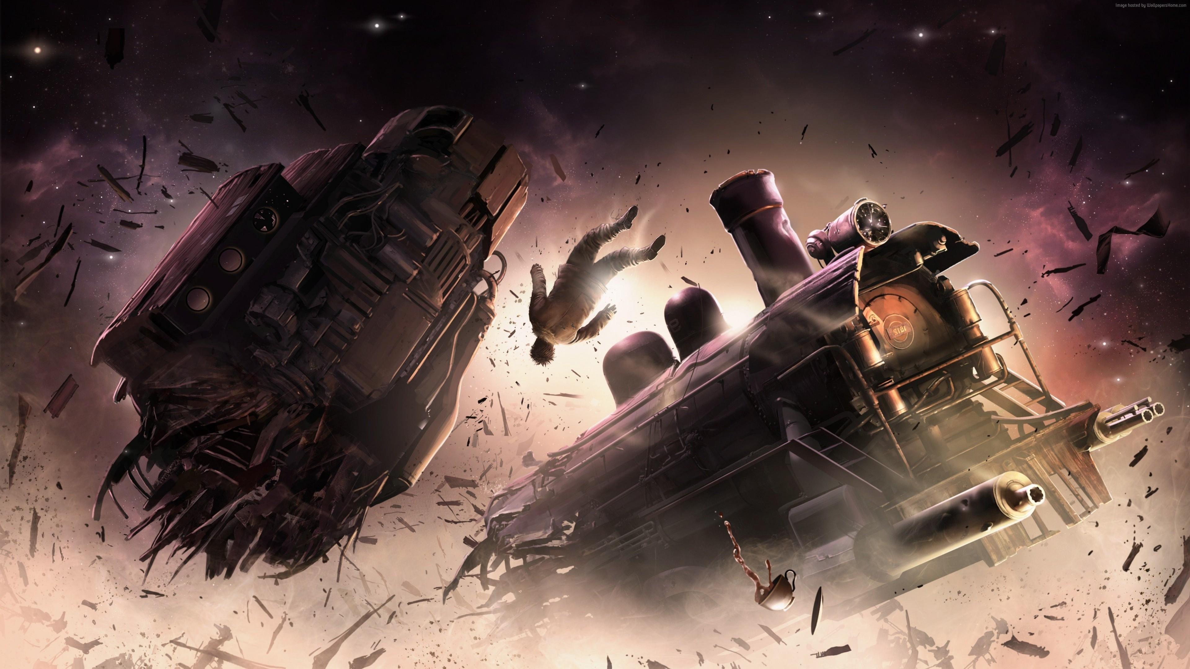 3840x2160 Wallpaper Sunless Skies, train, human, 4K, Art Wallpaper Download Resolution 4K Wallpaper