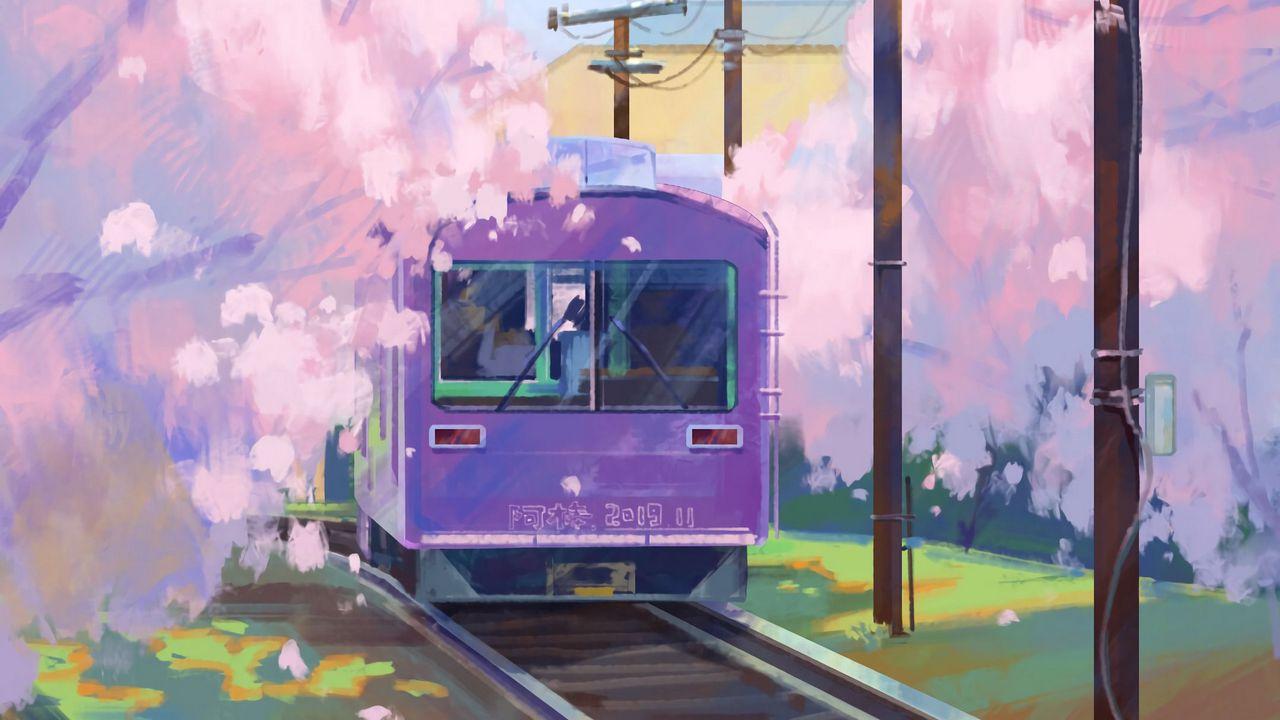 1280x720 Wallpaper paint rails train art