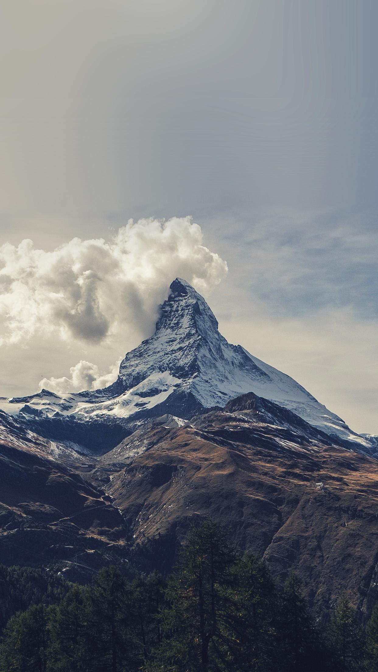 1242x2208 Mountain Snow Sky Nature Wallpaper
