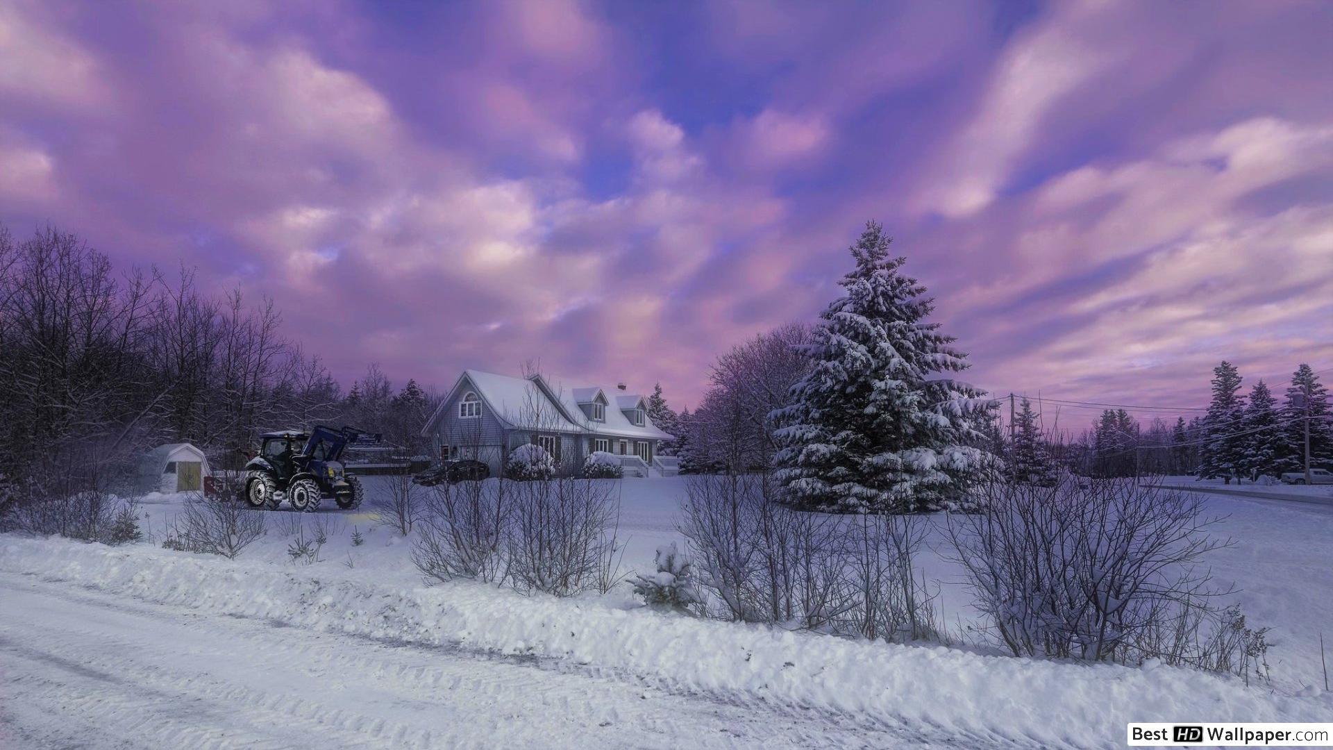 1920x1080 Country house at winter HD wallpaper download