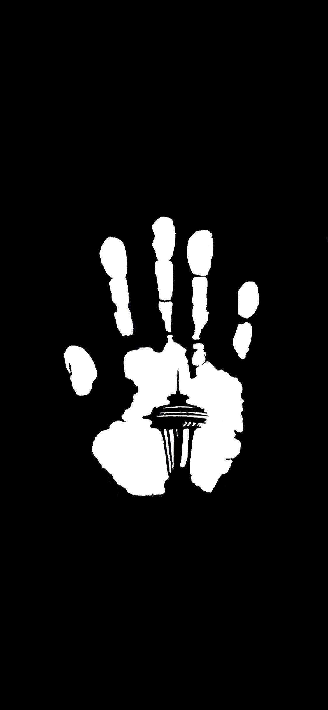 1125x2436 Here's the space needle handprint I fixed up and made into a wallpaper.: infamous