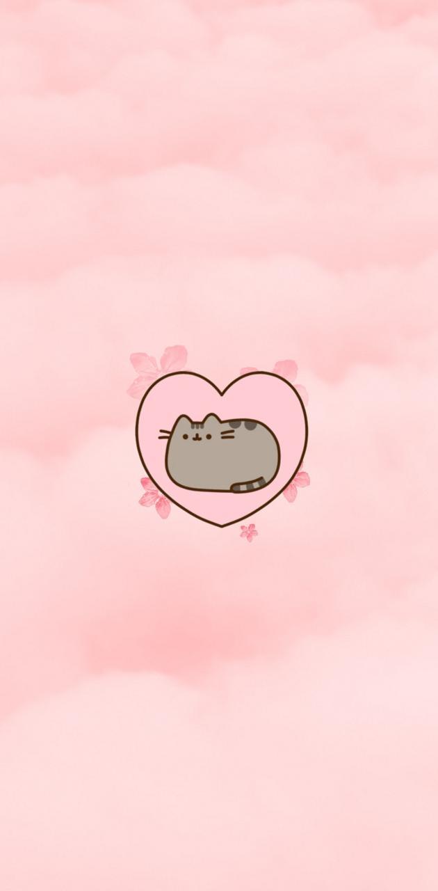 630x1280 Lovely pink pusheen wallpaper