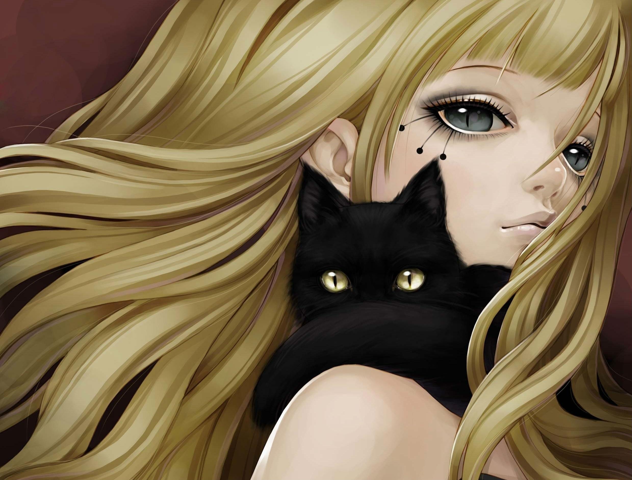 2479x1882 Original anime girl cat wallpaperx1882