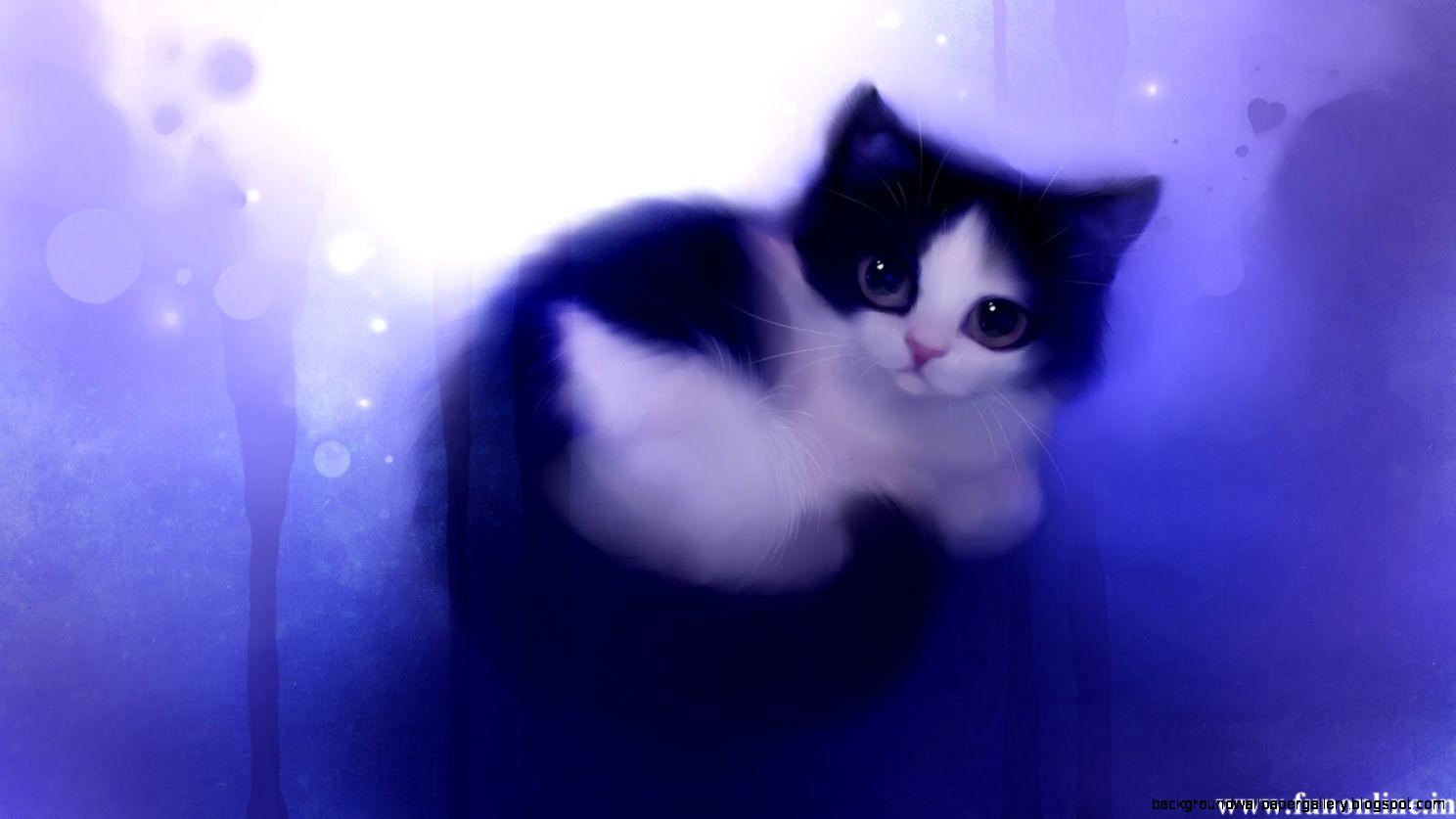 1488x837 Hd Painting Of Cute Cat Wallpaper HD Wallpaper Wallpaper Cute Cat