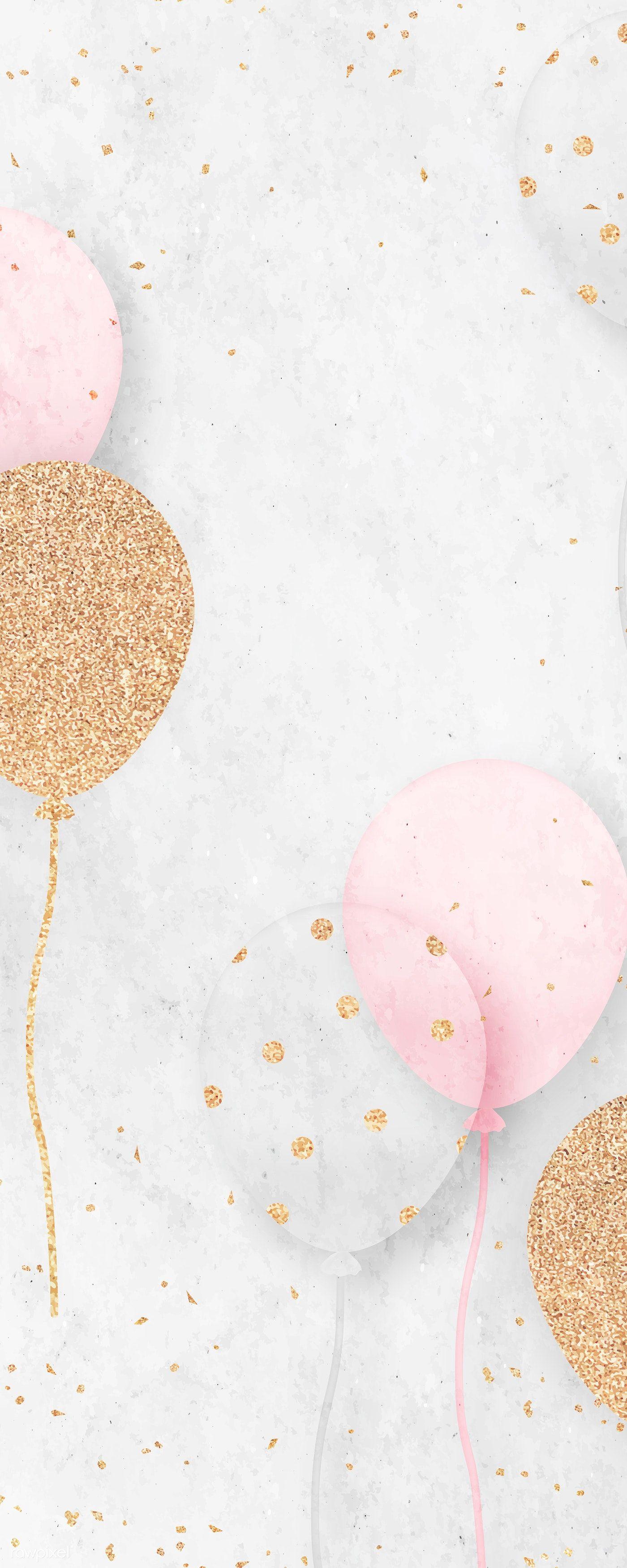 1400x3500 White Gold And Pink Birthday Wallpaper