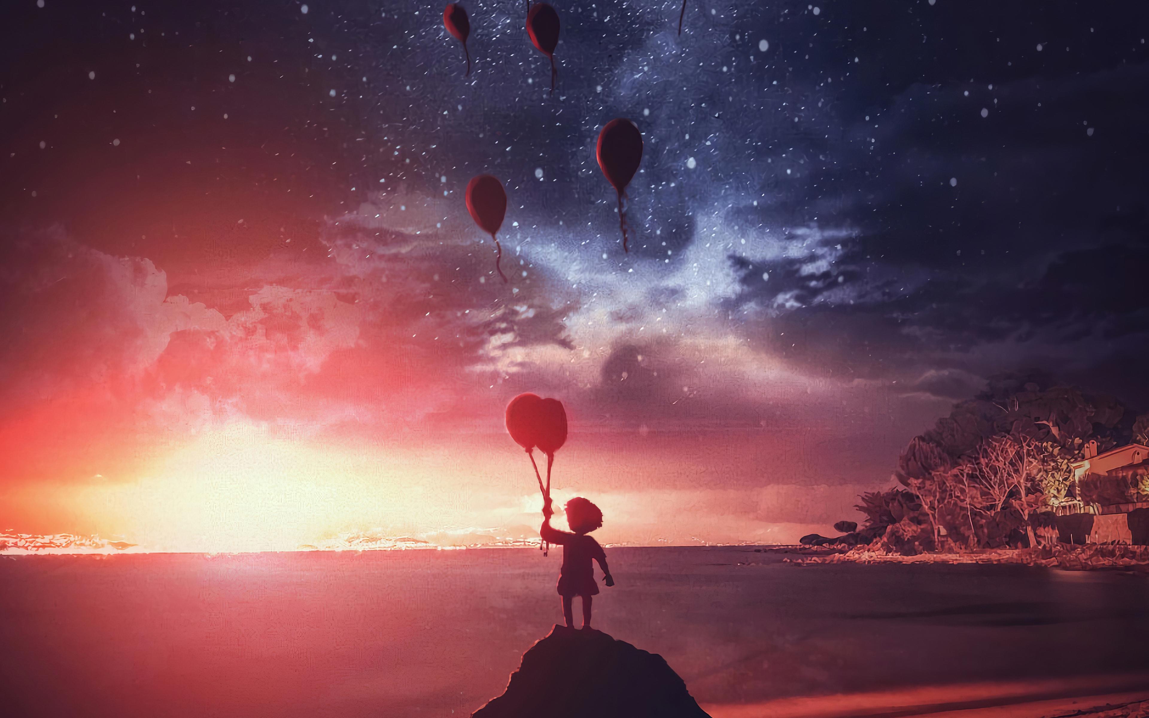 3840x2400 Little Boy Air Balloons 4k 4k HD 4k Wallpaper, Image, Background, Photo and Picture