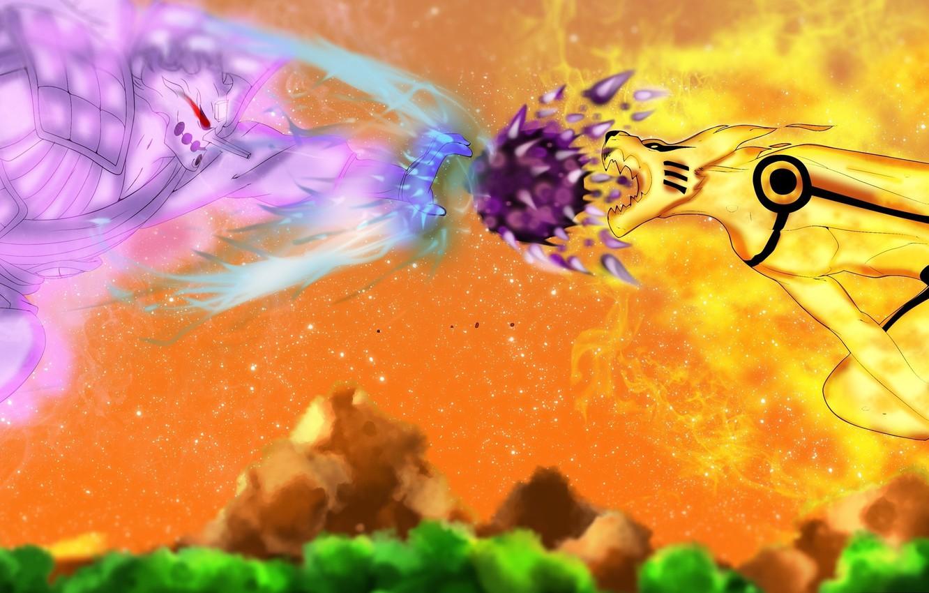1332x850 Wallpaper battlefield, forest, fox, fight, samurai, sharingan, ninja, armour, Uchiha Sasuke, shinobi, kyuubi, Naruto Shippuden, Uzumaki Naruto, jinchuuriki, doujutsu, genin image for desktop, section сёнэн