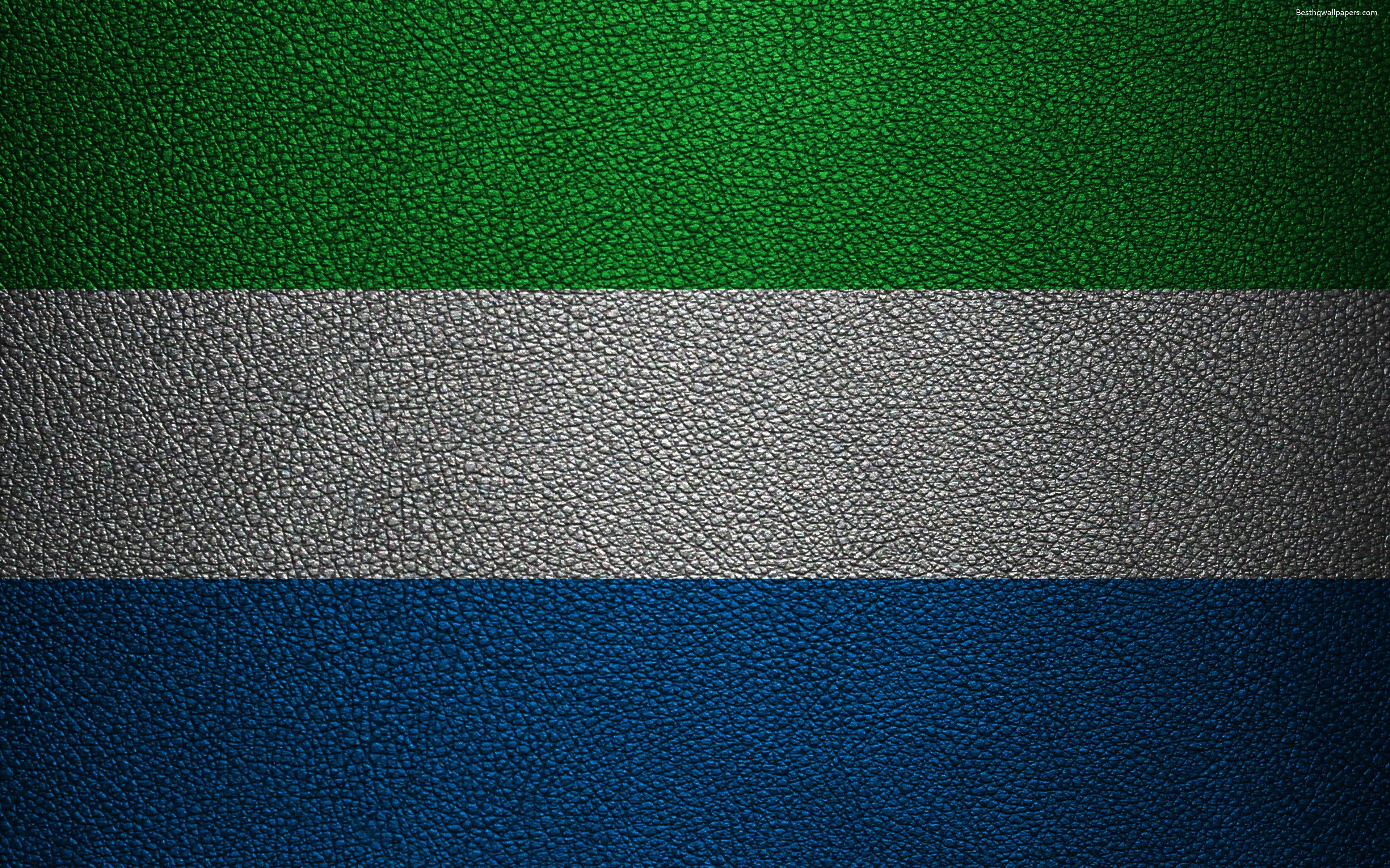 3840x2400 Download wallpaper Flag of Sierra Leone, Africa, 4k, leather