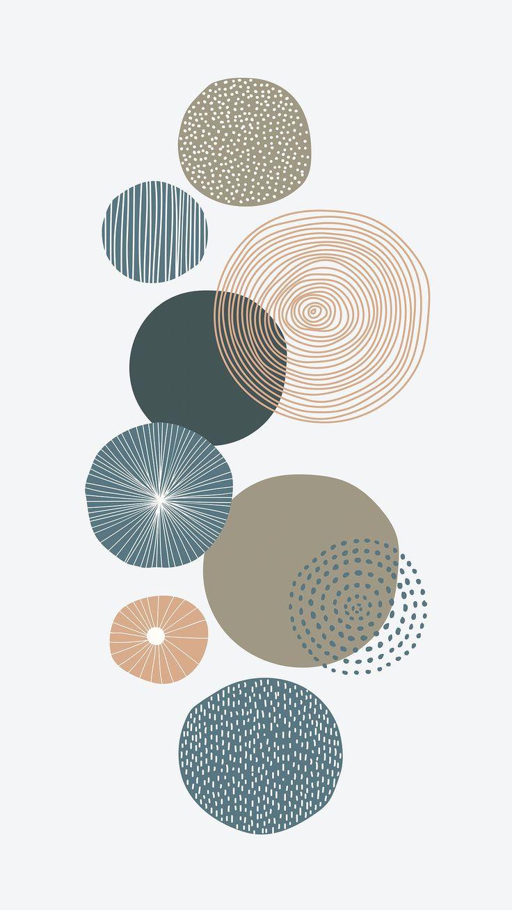 736x1308 Round patterned doodle background vector. premium image / Sicha. Doodle background, Geometric art prints, Art wallpaper
