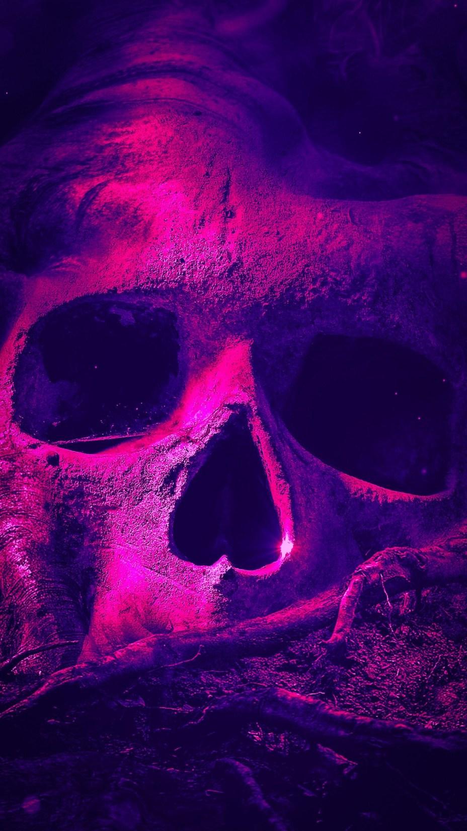 928x1650 Purple Skull Wallpaper For Tech