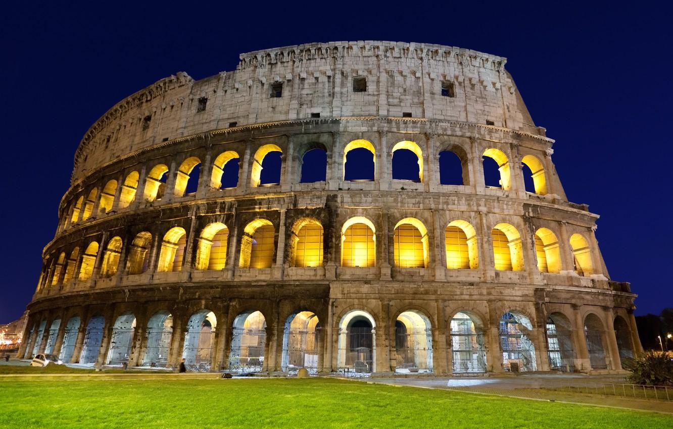 1332x850 Wallpaper grass, light, the evening, Rome, Colosseum, Italy, architecture, Italy, Colosseum, Rome, amphitheatre image for desktop, section город