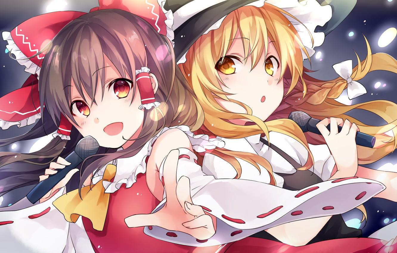 1332x850 Photo Wallpaper Touhou, Kirisame Marisa, Hakurei Reimu, Kirisame Reimu Hakurei