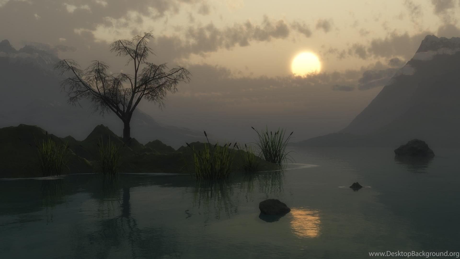 1920x1080 FANTASTIC MISTY LAKE WALLPAPER Desktop Background