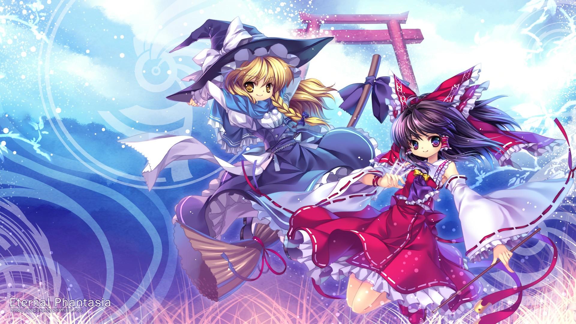 1920x1080 Hakurei Reimu, Kirisame Marisa, Touhou Wallpaper HD / Desktop and Mobile Background