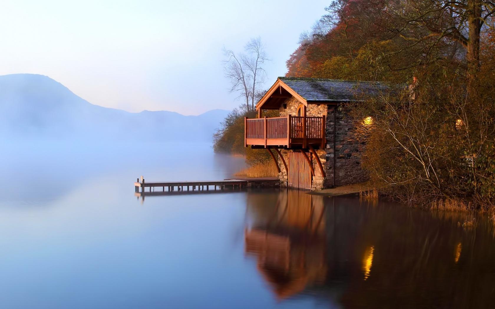 1680x1050 Free download Windows 8 Background Misty Lake Boathouse Windows 8 Wallpaper x [1680x1050] for your Desktop, Mobile & Tablet. Explore Lake Cabin Wallpaper. Free Log Cabin Wallpaper, Cabin Scenes