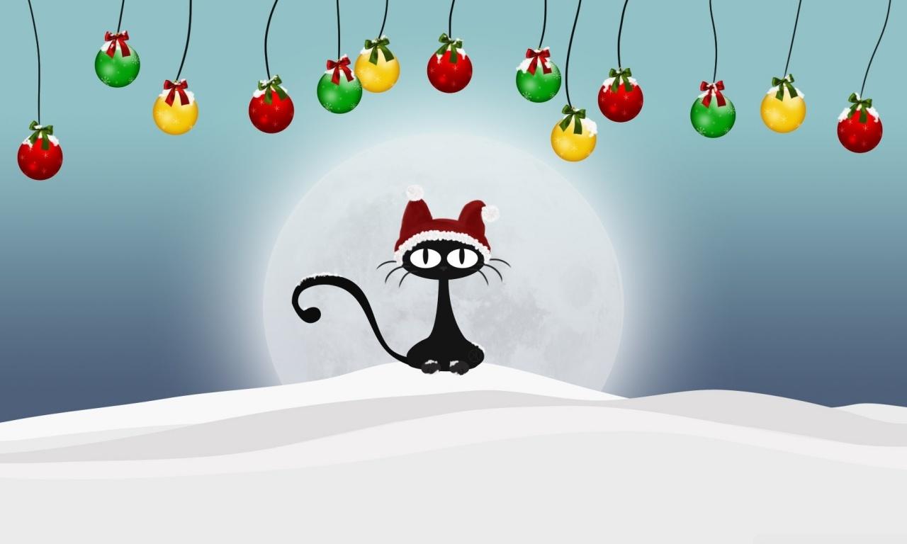 1280x768 Cat christmas wallpaper