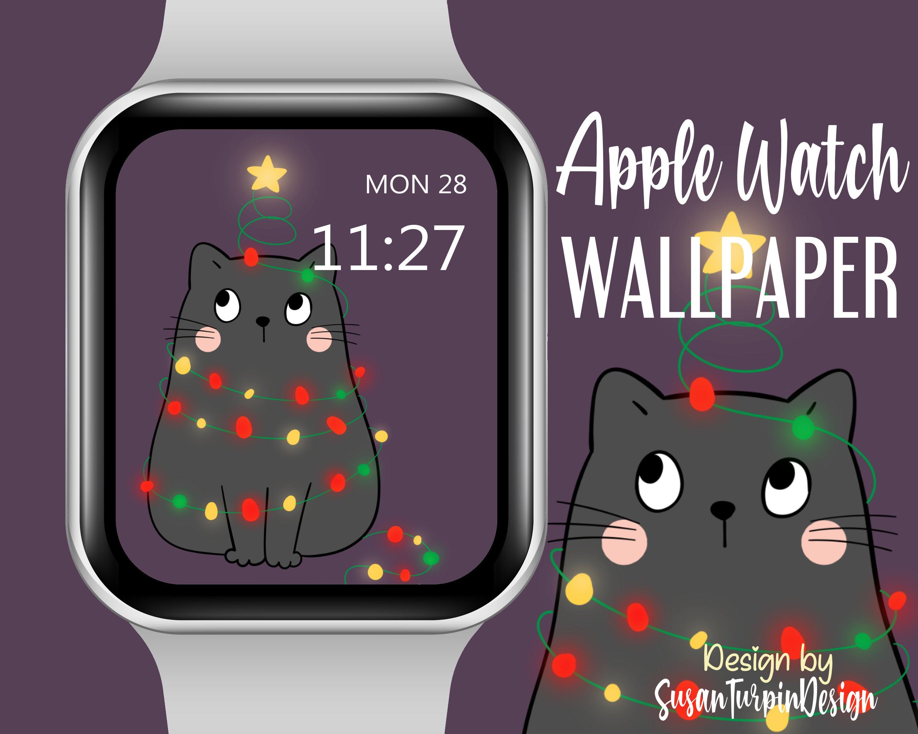 3000x2400 Apple Watch Face Cat Christmas Tree Wallpaper Apple Watch