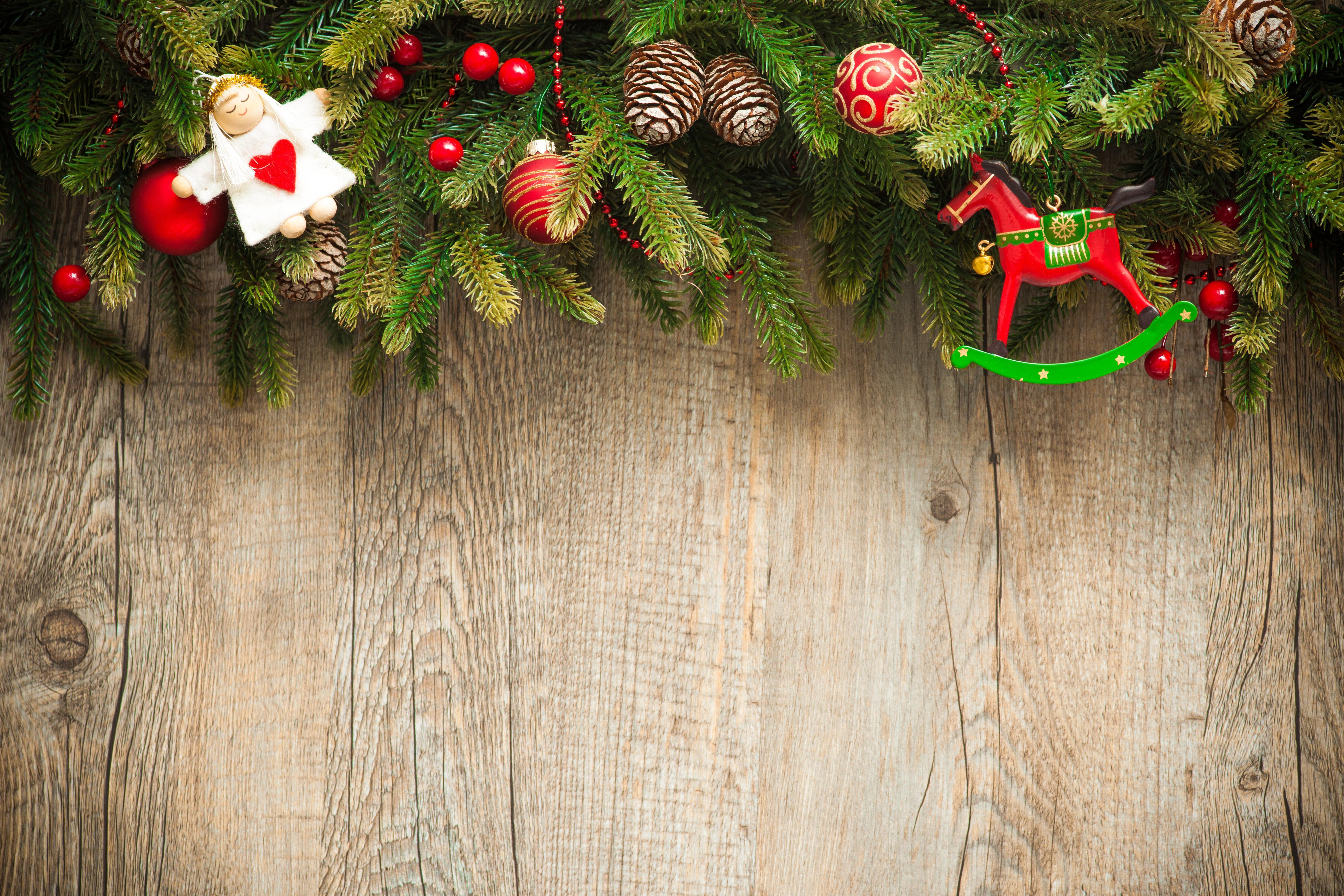 6048x4032 Christmas Wood Decor Wallpaper