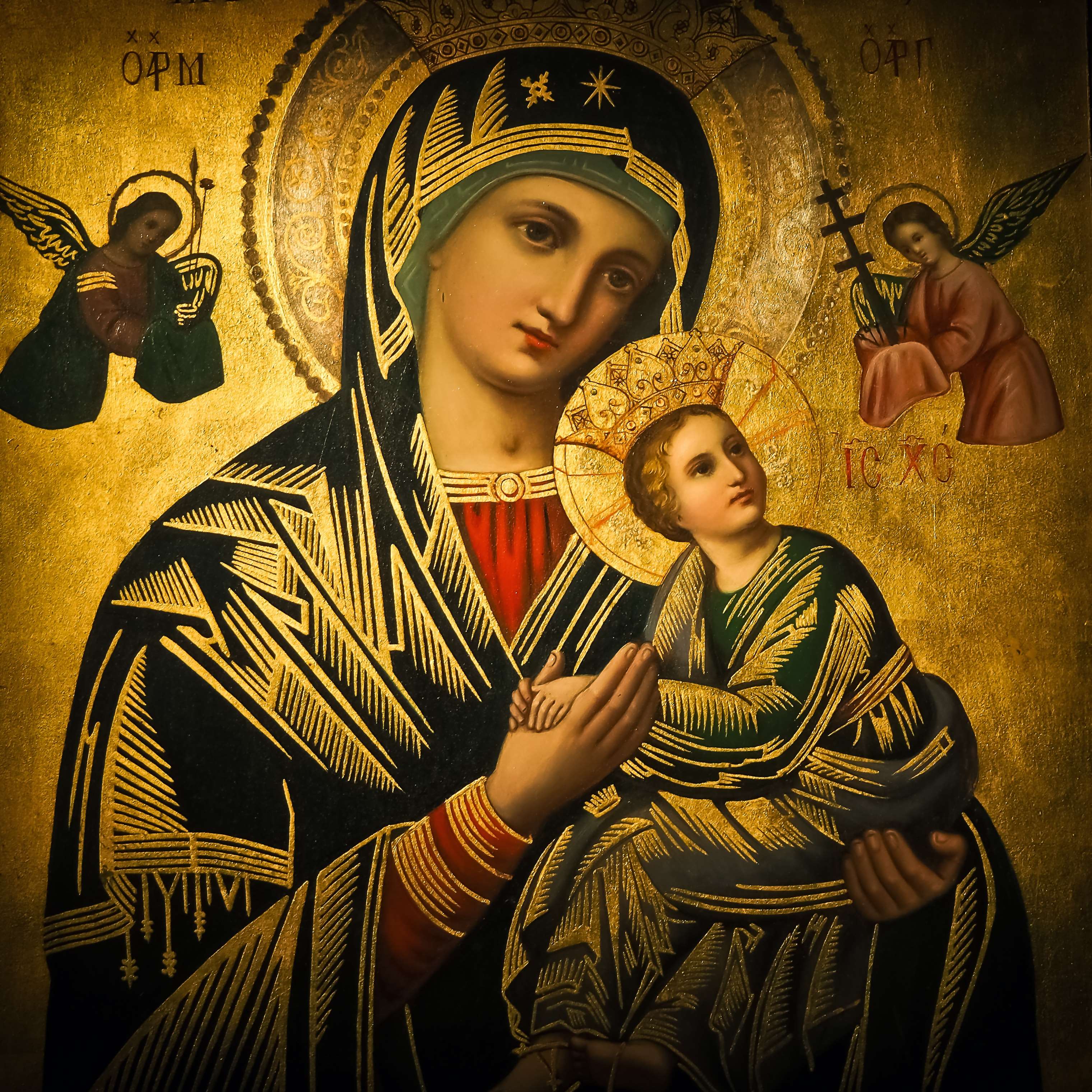 3041x3041 art, believe, church, gold, golden, historically, holy, icon, image, madonna, maria, mural, orthodox, painting, portrait, religion, russia, russian orthodox church wallpaper HD Wallpaper