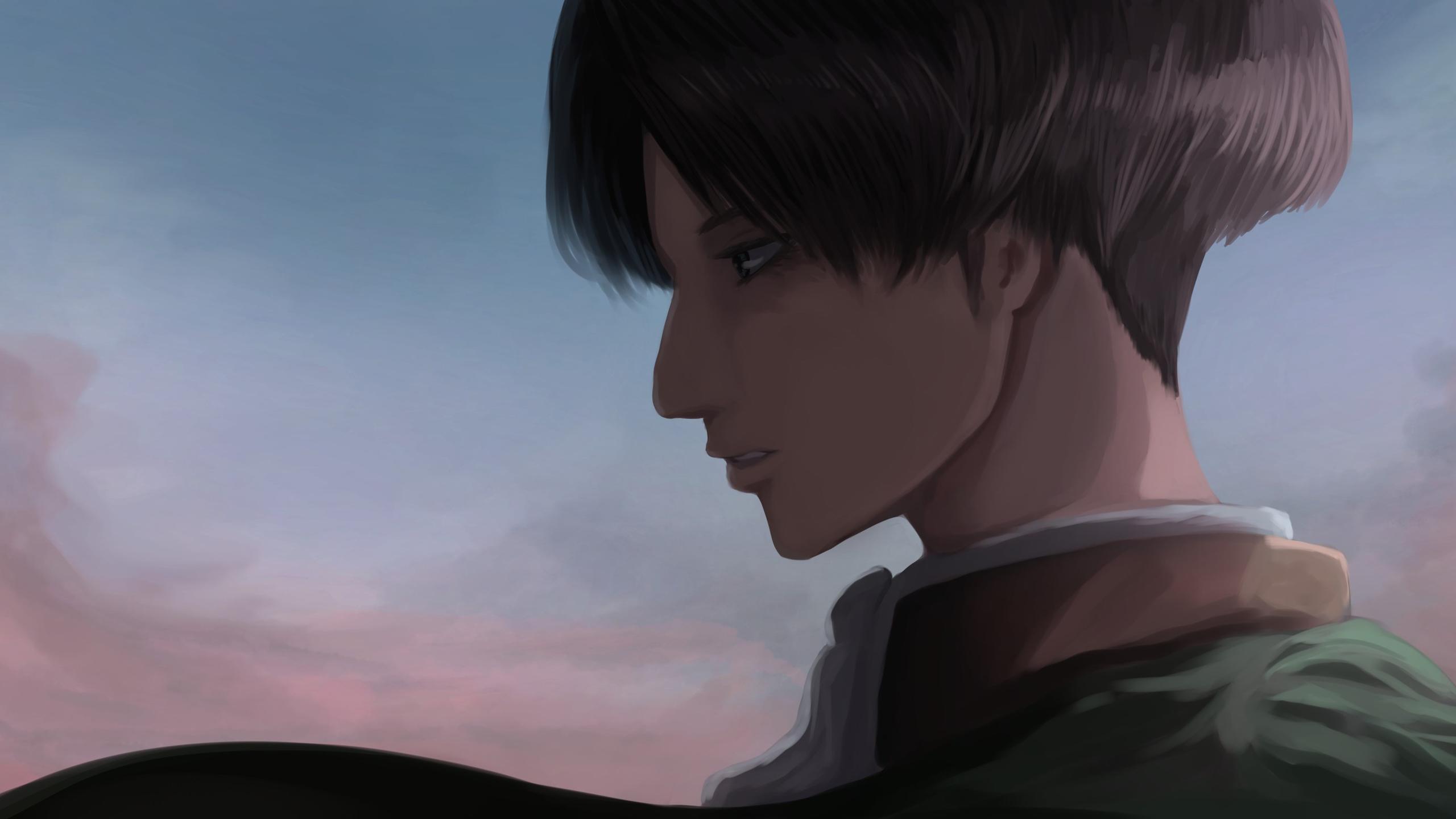 2560x1440 Levi Ackerman In Sky Background HD Levi Ackerman Wallpaper