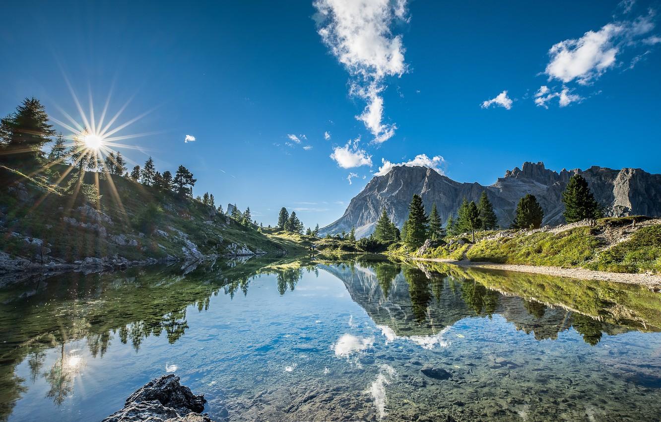 1332x850 Wallpaper the sky, mountains, lake, reflection, Italy, Italy, The Dolomites, South Tyrol, South Tyrol, Dolomites, Lago di Limides image for desktop, section пейзажи